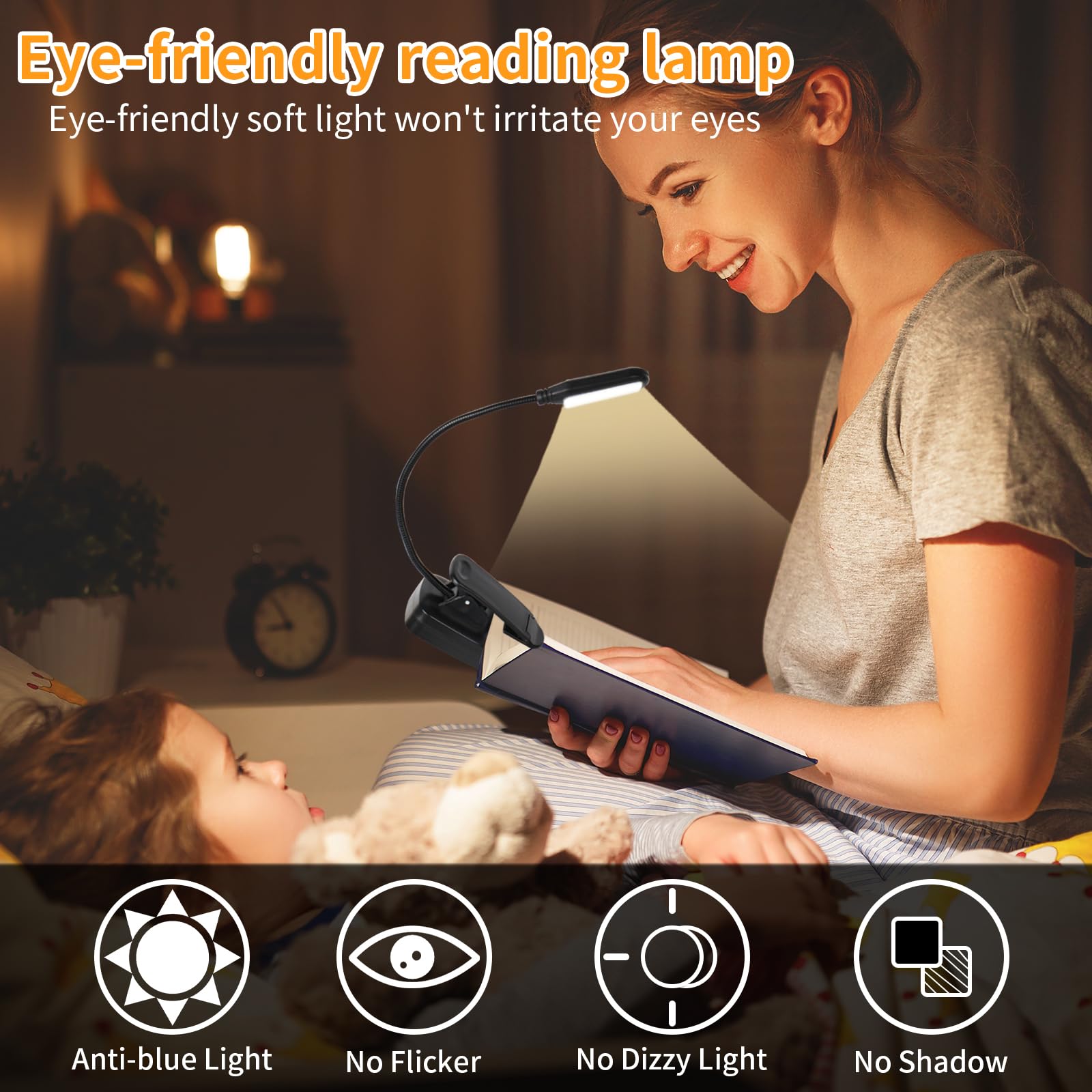 Hilngav 4 Pack Reading Light With 3 Color Temperature, 6 Led Book Clip Lamp For Reading In Bed, Easily Clip On To A Small Mini Lightweight Book For Kids