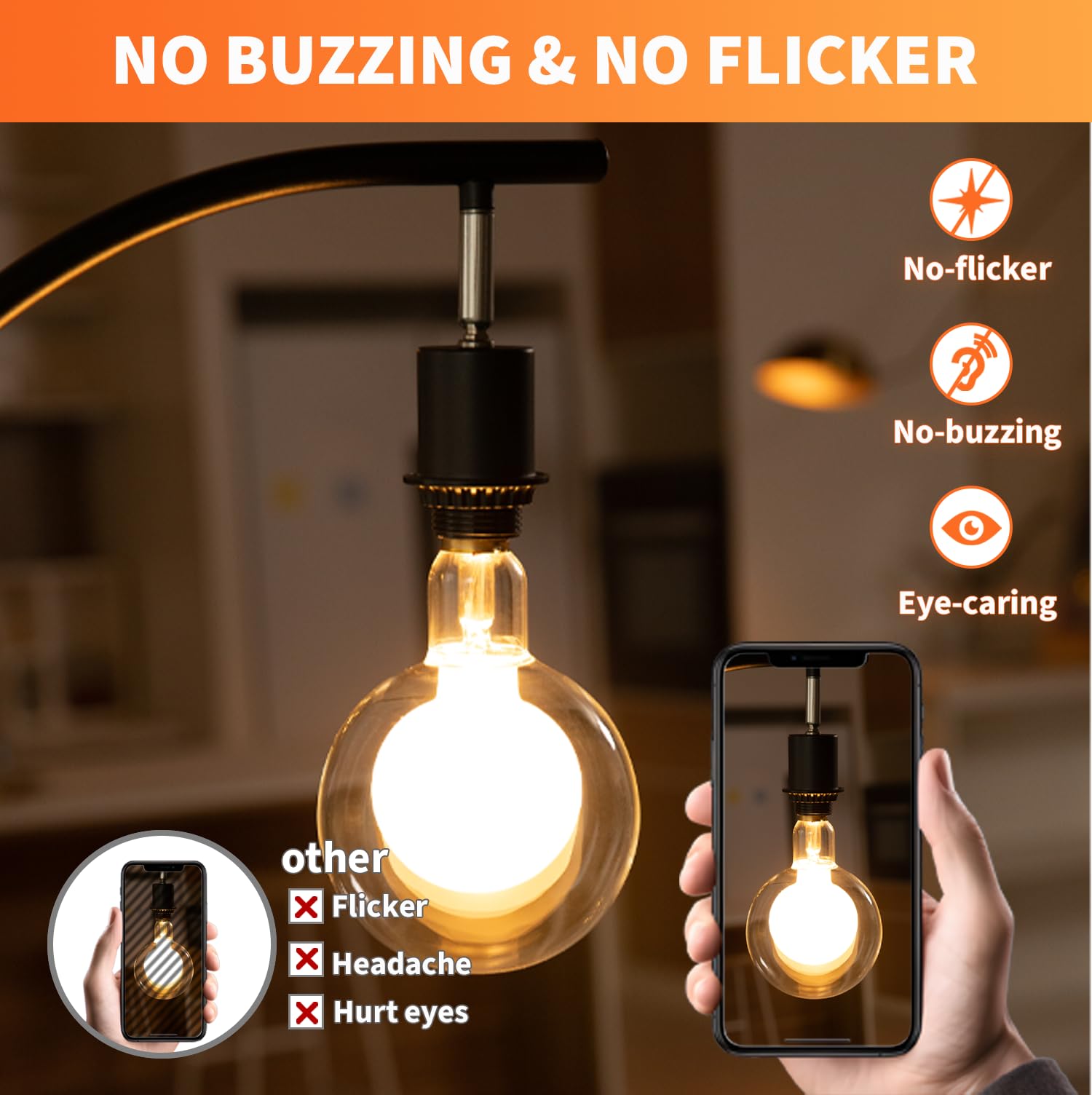 ALAMPEVER Large Globe LED Light Bulbs, 7W Equivalent to 40W, 2700K Soft White, E26 Base, G125 Model, Frosted Glass, 400
