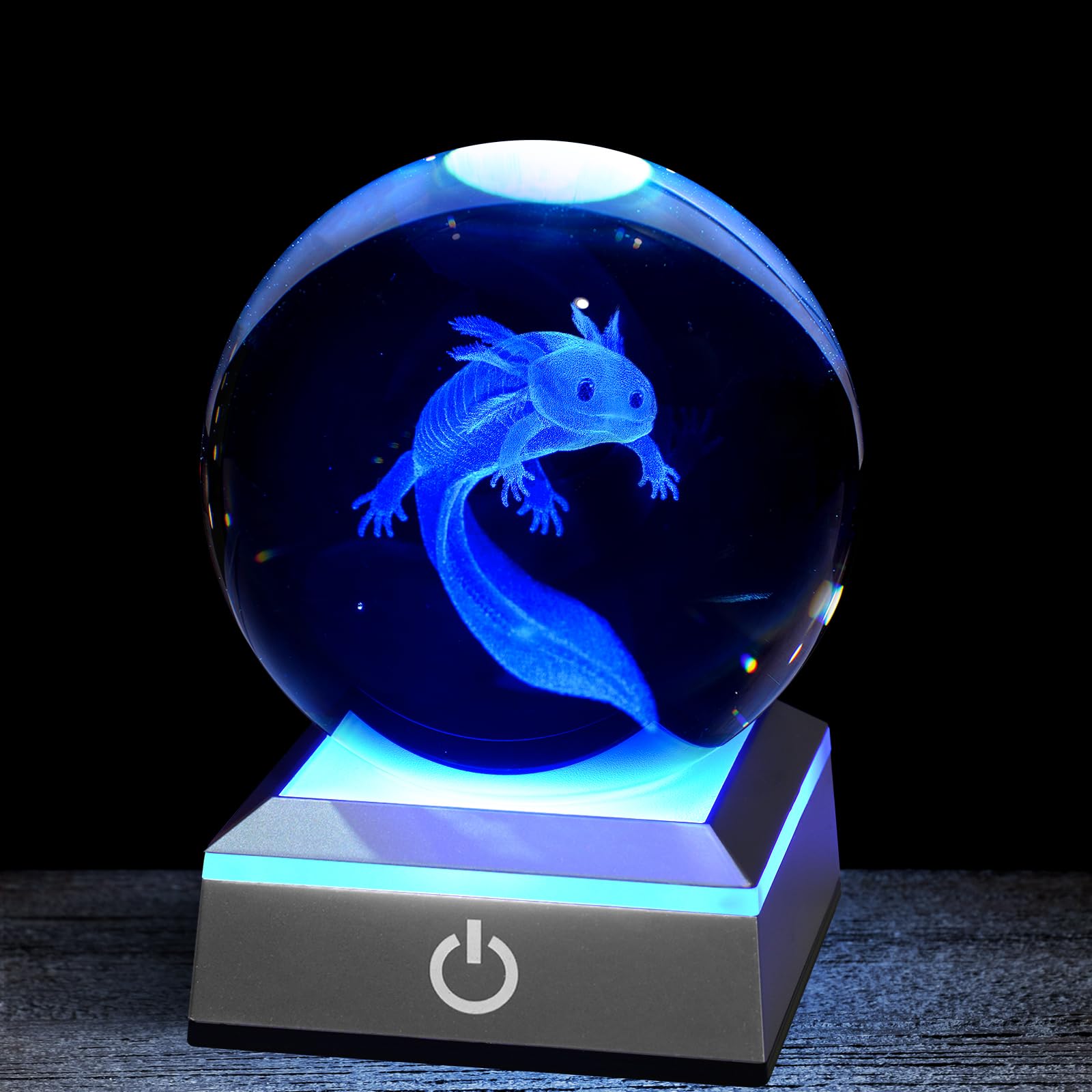 Eicxjui 3D Axolotl Crystal Night Light Glass Laser Engraved Multicolor LED Base for Boys Girls Birthday Christmas Room Decor Axolotl-1