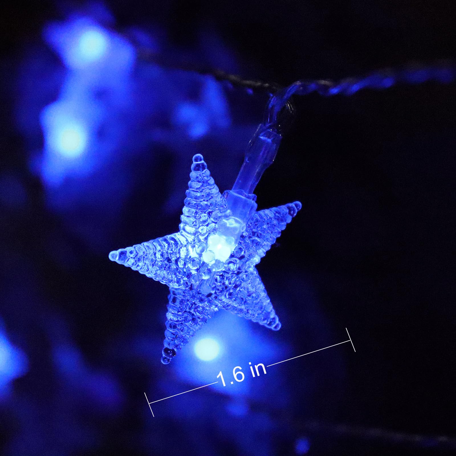 Runleo Blue Christmas Decorations Star Lights, 20 Ft 40 Led Battery Operated Fairy String Lights, 8 Modes & Timer Hanging Decor Bedroom Xmas Decor Indoor Outdoor Christmas Decorations