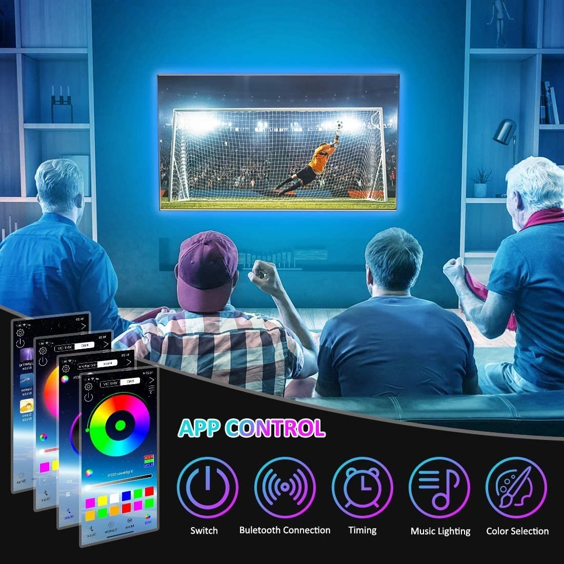 Nexlux LED Light Strip for 60-70 Inch TV, RGB Color, APP Controlled, Easy Installation, Backlight for Gaming