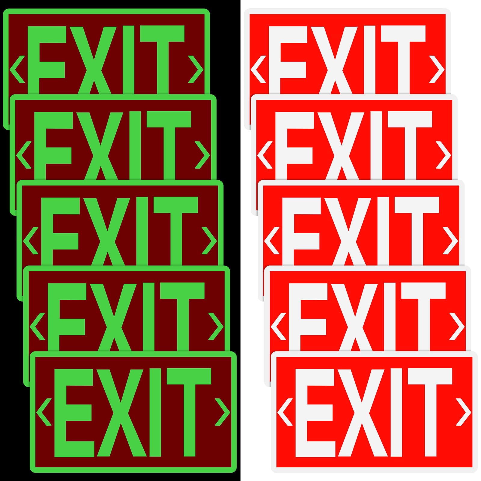 Gilprop 10 Pcs Glow in the Dark Exit Signs for Business 12 x 7 Inch Photoluminescent Signs Stickers for Indoor Outdoor for Busin