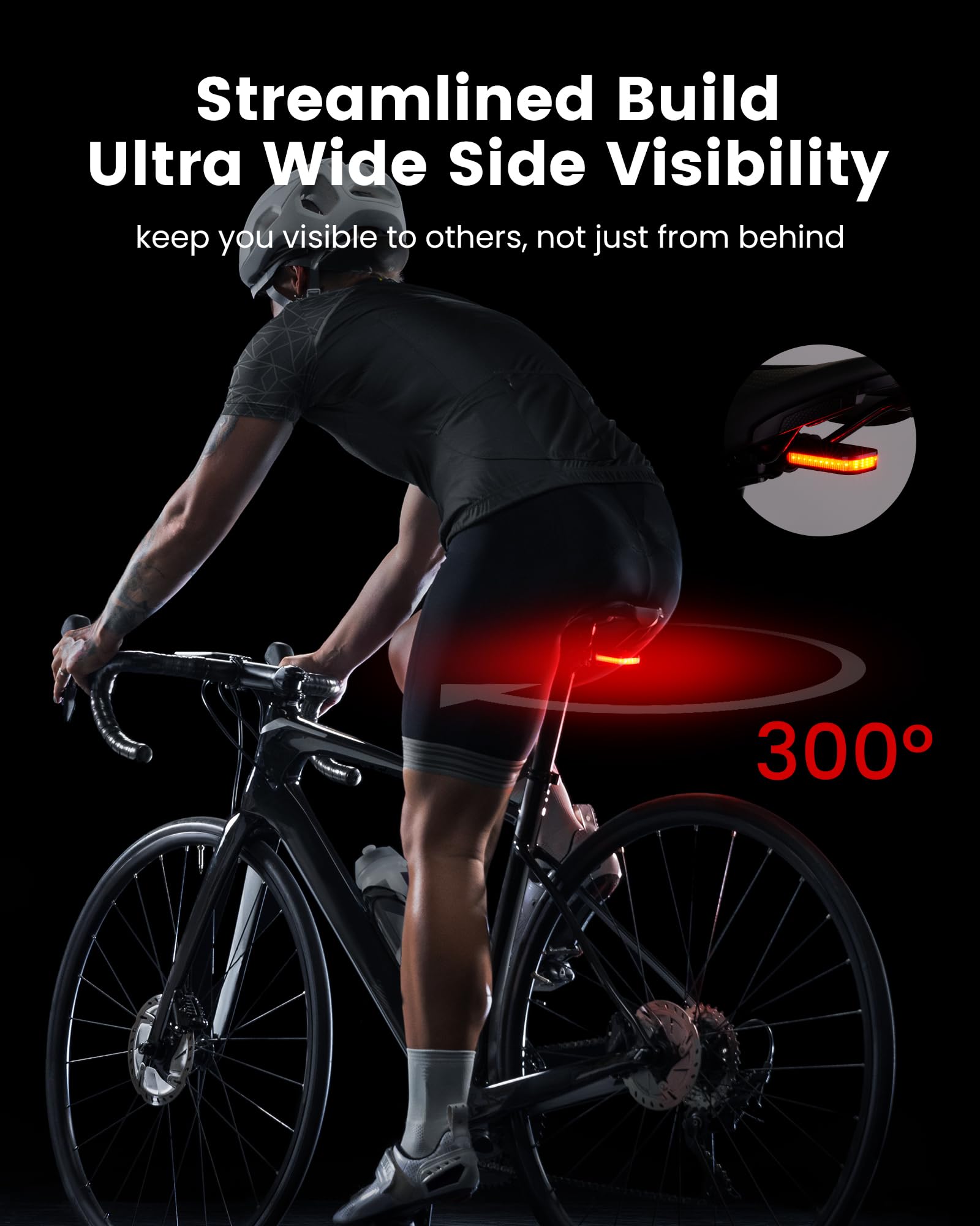 RAVEMEN CL01 Bike Tail Light, 300 Wide-Angle Rear Bicycle Light for Night Riding, Saddle Mount Bike Taillight Safety Accessories