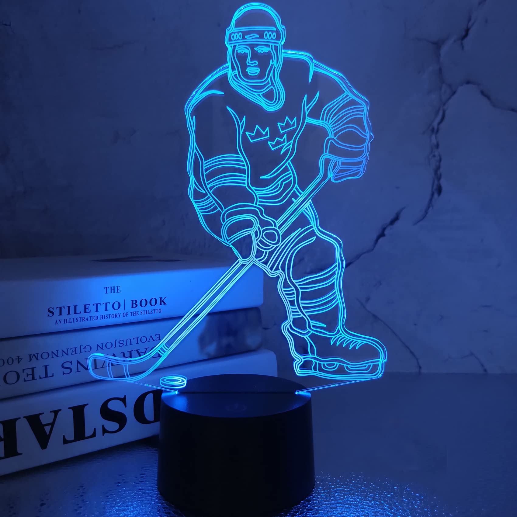 Fullosun 3D Ice Hockey Night Light - 16 Colors Remote Control Decor Lamp For Kids & Boys