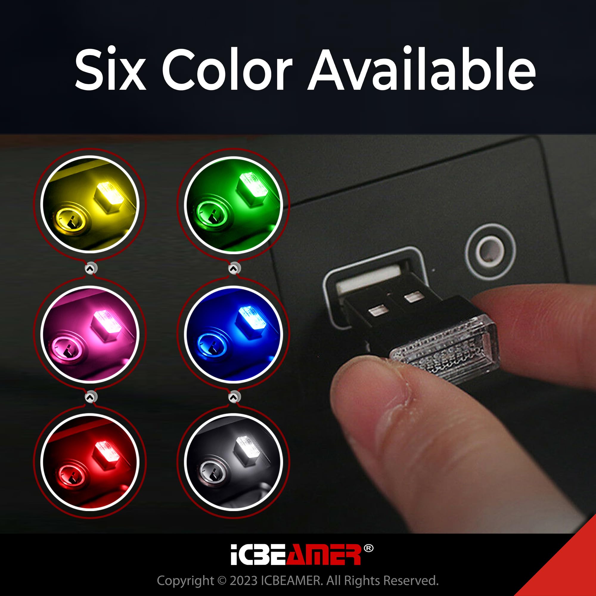 Icbeamer Universal Usb Interface Plug-In Miniature Night Light Led, Color: Yellow | For Car Interior And Trunk Ambient Atmospher