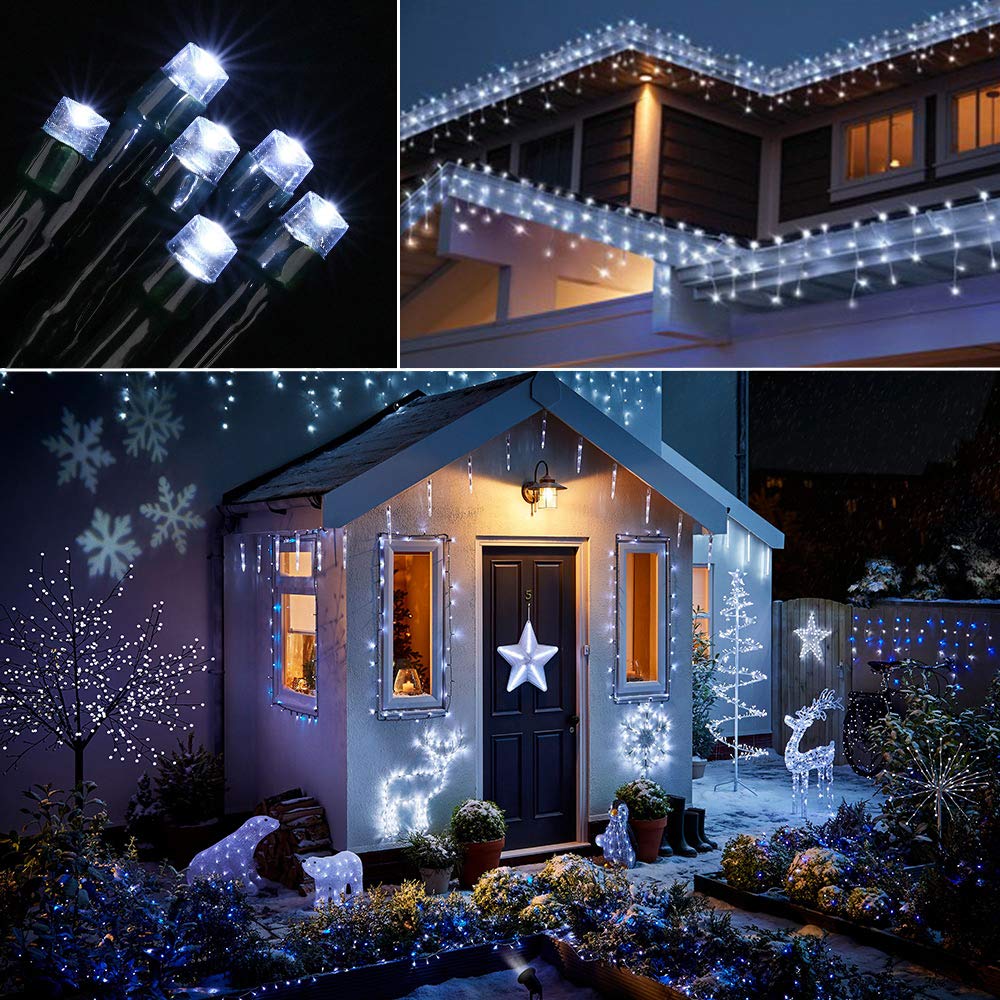 Toodour Solar String Lights, 72ft 200 LED, 8 Modes, Waterproof, White, Model DSL-100-200, Outdoor Christmas Decorations