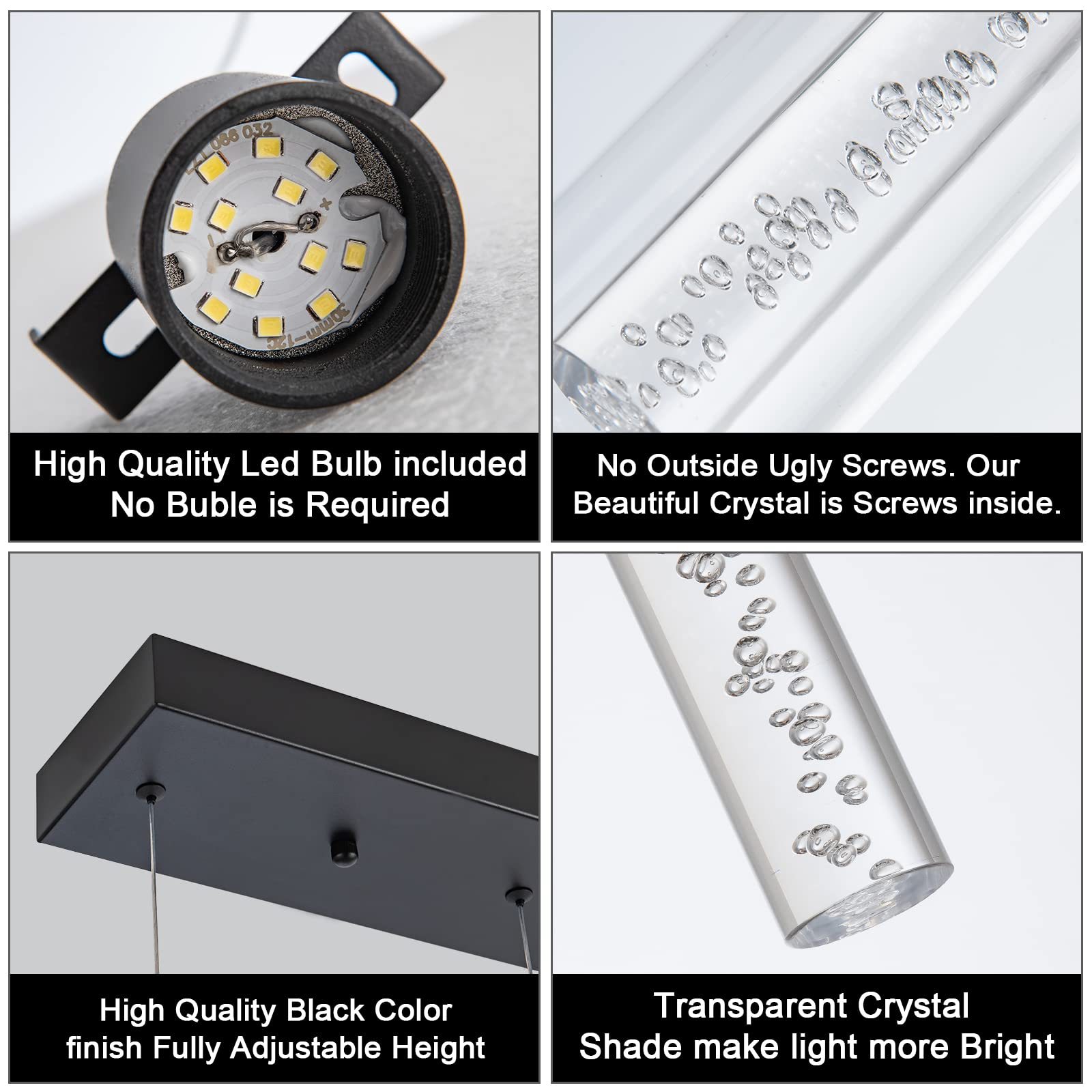 Votag Black Pendant Light, 5-Light Pendant Lighting For Kitchen Island, Pendant Lights Kitchen Island For Dining Room, Living Ro