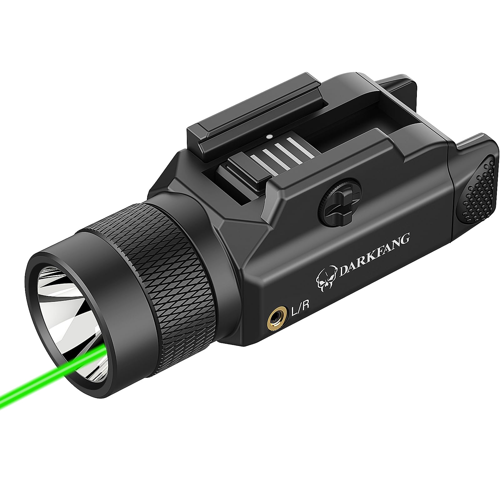 DARKFANG Tactical Flashlight and Green Laser Light Combo 1500 Lumen for ShotLauncher/Handheld Toy Light with Momentary/Strobe Function for 1913 Picatinny Rail