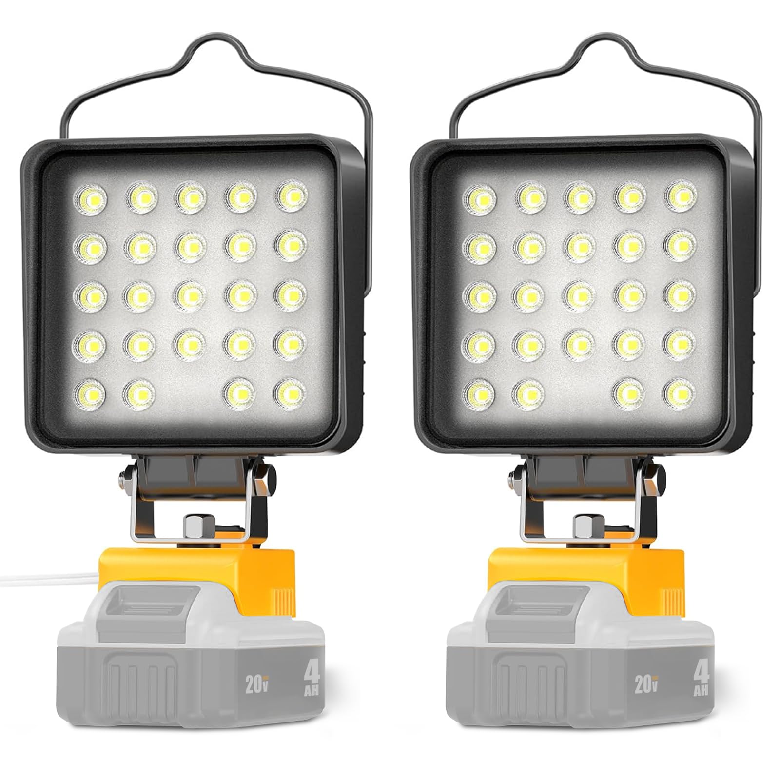 2 Pcs Cordless LED Work Light for Dewalt 20v Max Battery, 90W 9600LM Battery Light for Dewalt 20v Tools, Portable Outdoors Flood