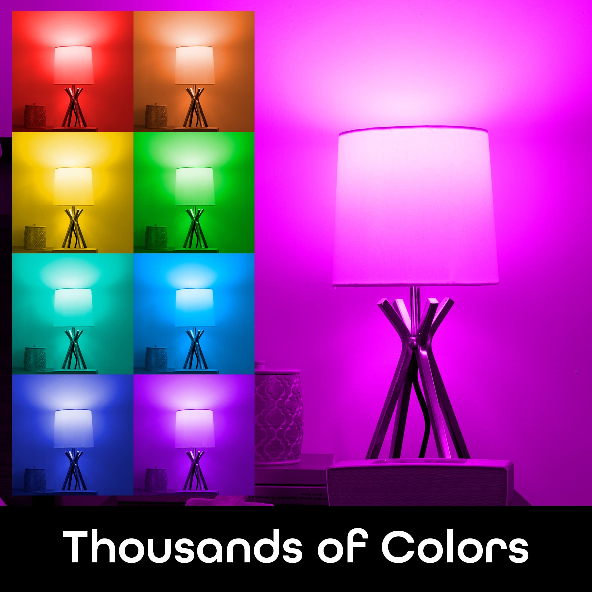 Geeni Prisma Plus 800 WiFi Smart LED Bulb 4-Pack, Dimmable, 2700-6500K Tunable White & RGB, A19 60W, No Hub
