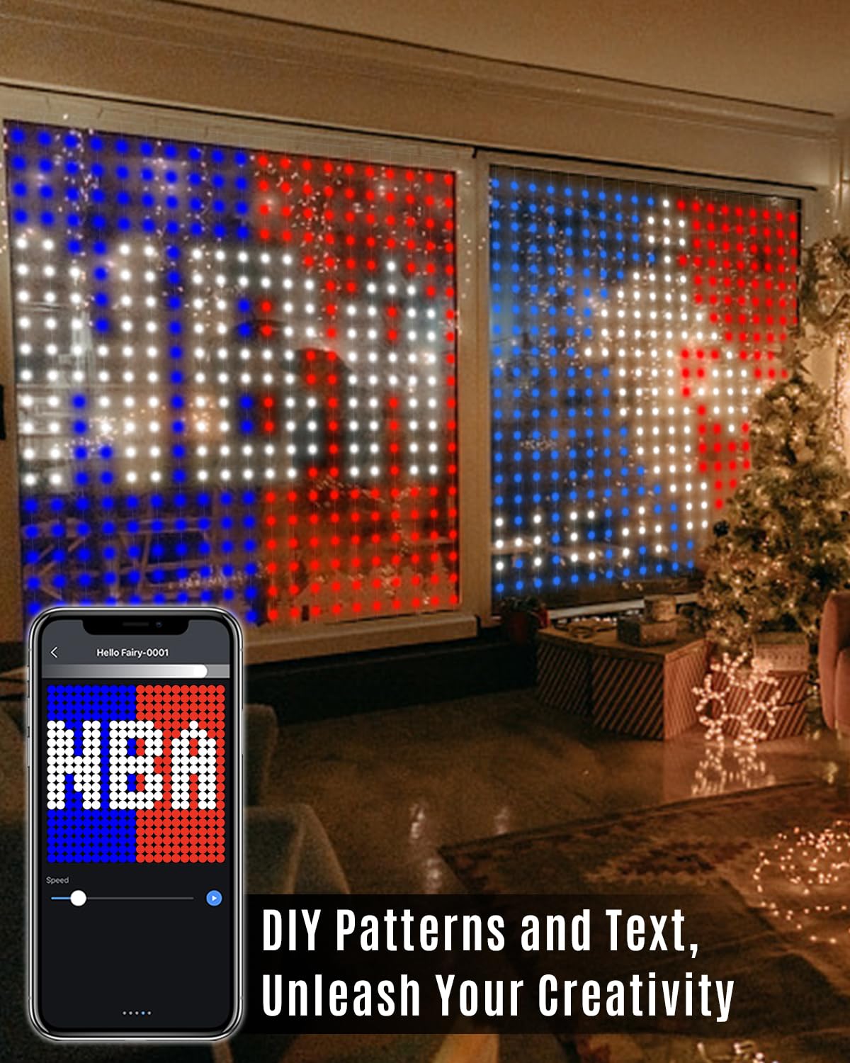 540Leds Dynamic Curtain Lights, Smart App And Remote Control Diy Christmas Window Lights, Color Changing Animated Led Curtain String Lights Ip65 Waterproof For Bedroom Wall Outdoor Decor, 5 X 6.6Ft