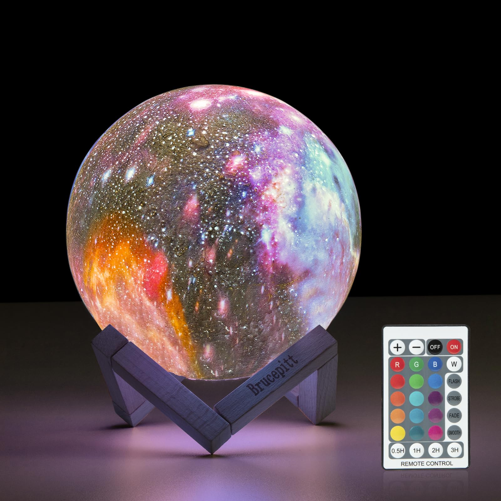 Brucepitt Moon Lamp Galaxy Lamp Upgraded Timing 7.1 Inch 16 Colors 3D Moonlight Galaxy Light,Moon Night Light For Adults,Kids Lamp Moon Gifts For Women Girls Boys Bedroom