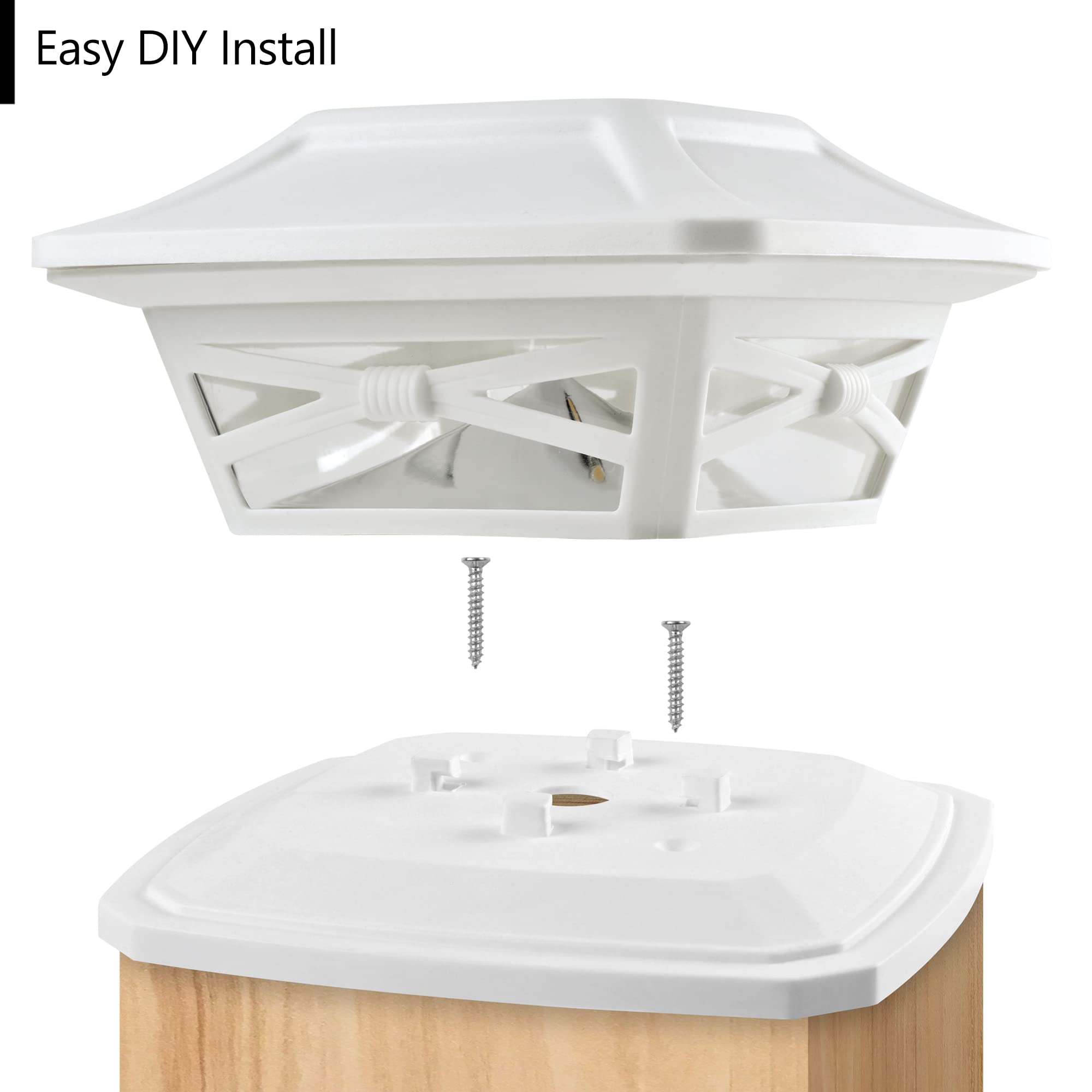 Davinci Lighting Flexfit Solar Outdoor Post Cap Lights - 12 Pack Pearl White - Includes Bases for 4x4, 5x5, 6x6 Wooden Posts