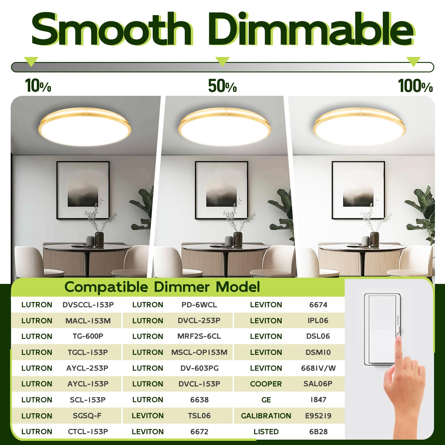 hykolity Oval LED Ceiling Light 32 Inch, 60W, 4000LM, Adjustable 2700K-5000K, Gold Finish, Dimmable, Model HBCE