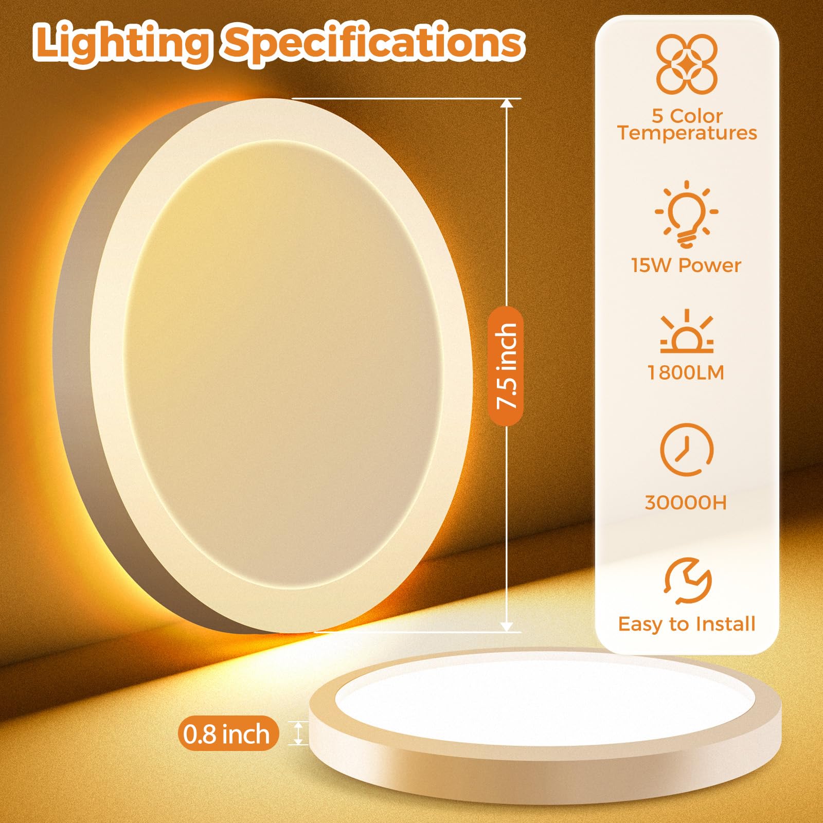 2Pack Flush Mount Ceiling Light Fixtures With Night Light - 3000K-4000K-6500K Flat Led Lights For Room Ceiling,Ultra Thin Round