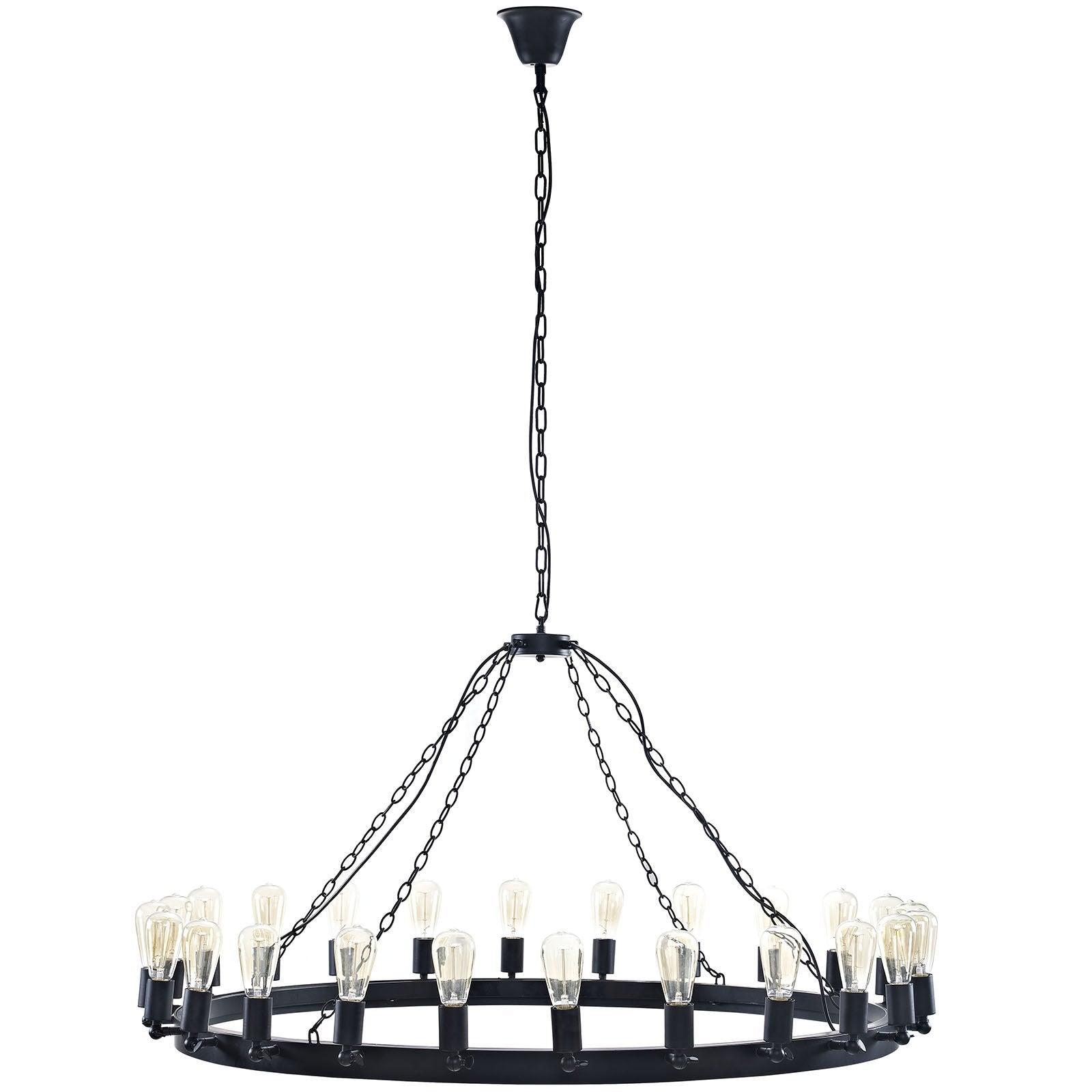 Modway Teleport 52 Modern Farmhouse Rope and Steel Metal Round Ceiling Light Pendant Chandelier In Brown