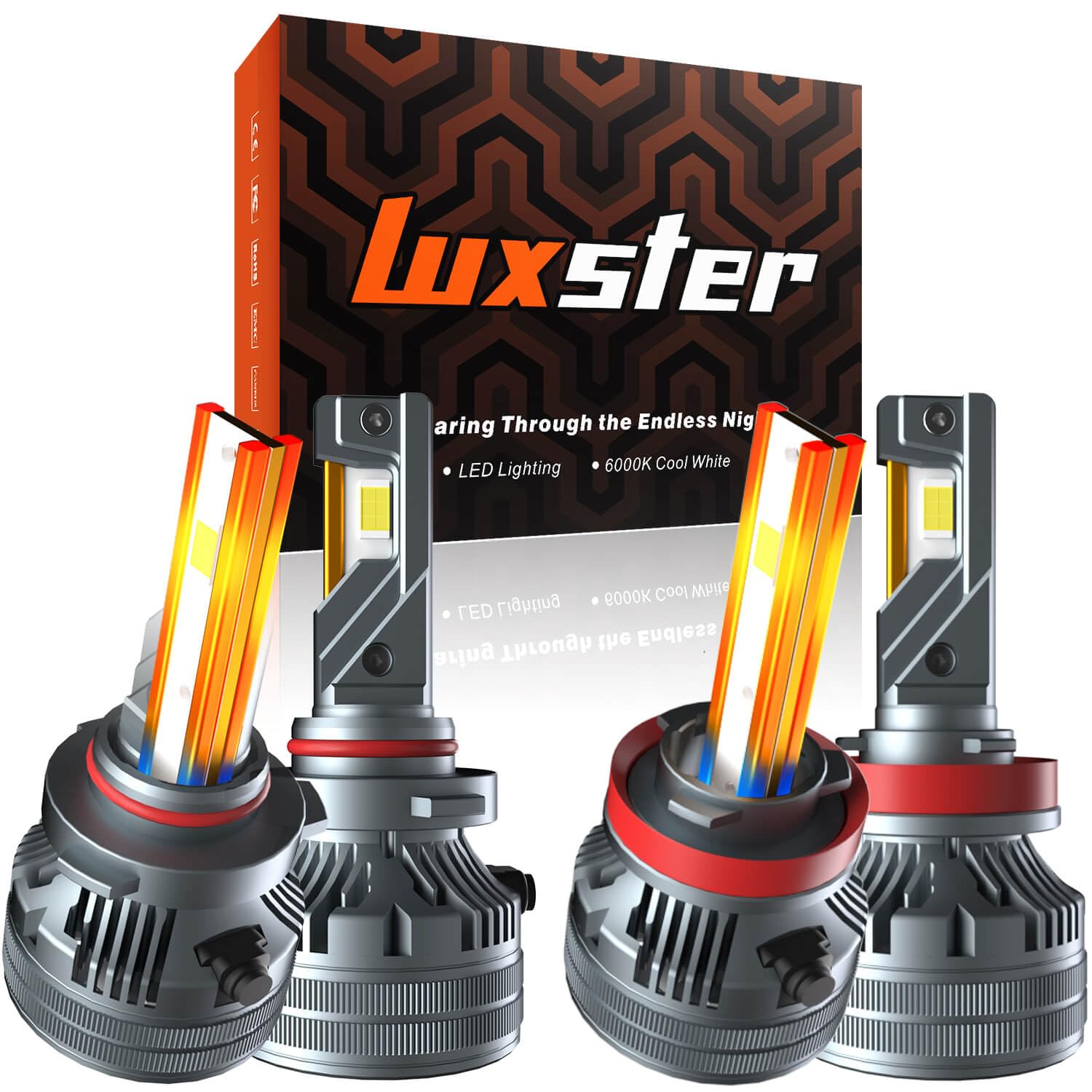 LUXSTER LED Bulbs Combo, 80,000LM Ultra-Bright TalonLED, H11 9005, 6000K Pure White, IP68 Waterproof, Pack of 4