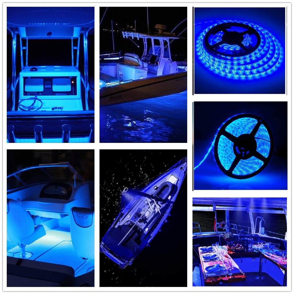 HOKIION LED Boat Strip Lights, 32.8FT Waterproof Under Gunnel Lights, Blue Copper for Pontoon, Bass Fishing, Yacht, Kayak