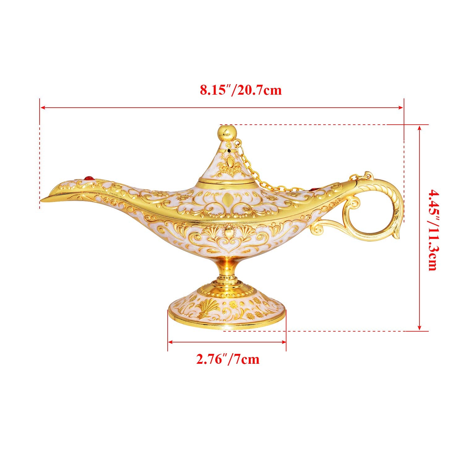 SUNMALL Vintage Aladdin Lamp, Zinc Alloy, Beige, Collectable Arabian Decor for Home, Wedding, Party, Halloween, Birthday