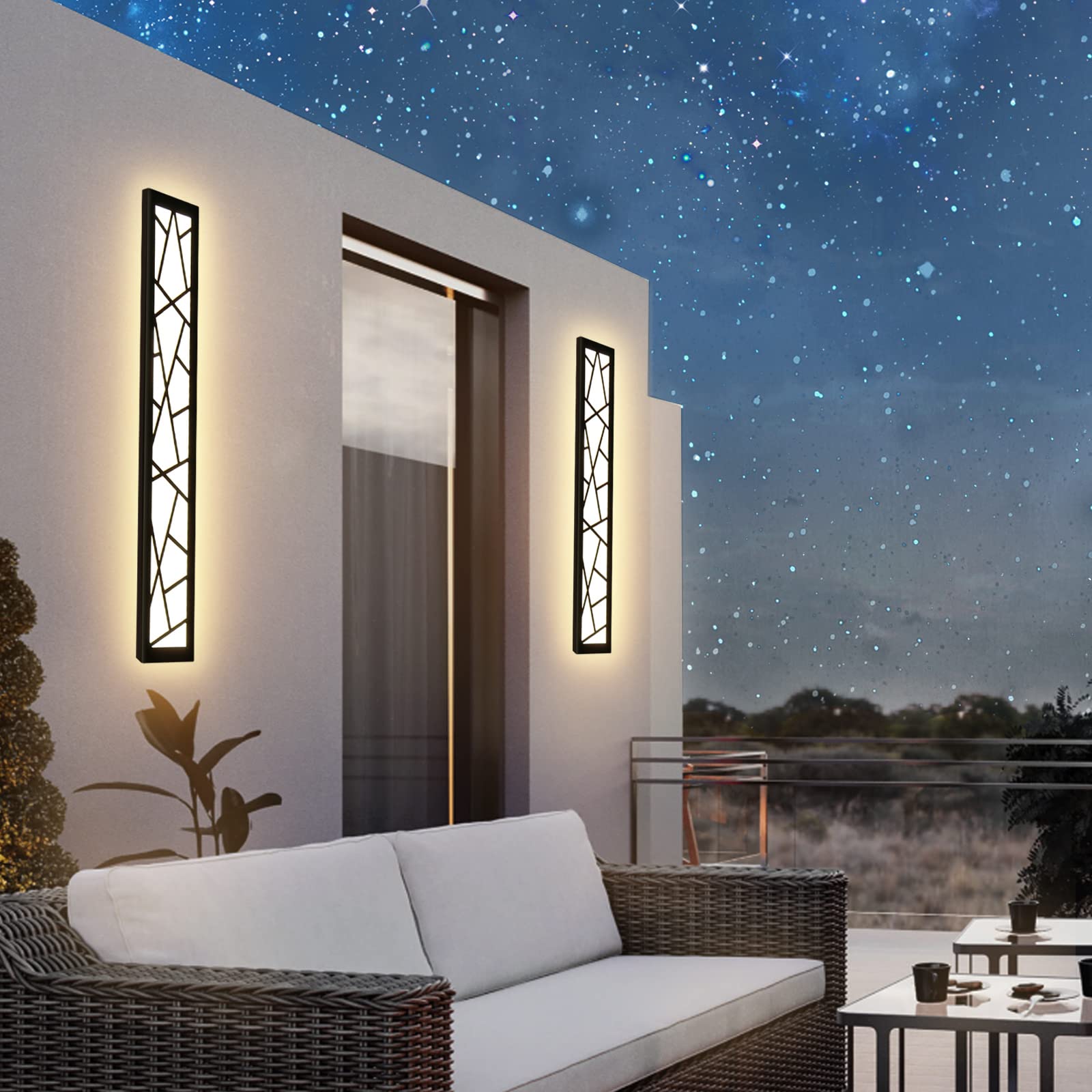 Truwella Led Wall Sconces - Waterproof 3000K Indoor/Outdoor Lighting, 31.5Inch Black Aluminum, Model Ct-186-0