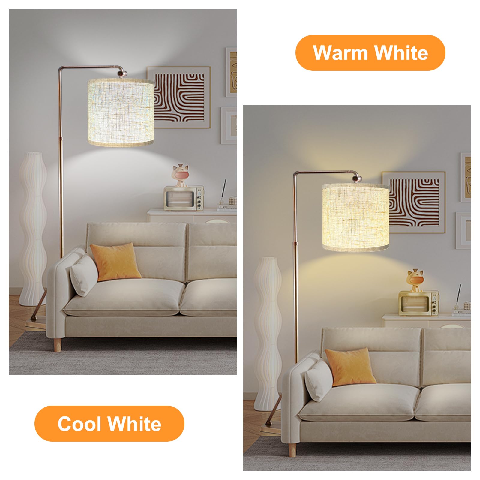 Glveaoui Beige Drum Lampshades Set of 2, 11.02 x 10.24 Natural Linen Handcrafted Lighting Decor