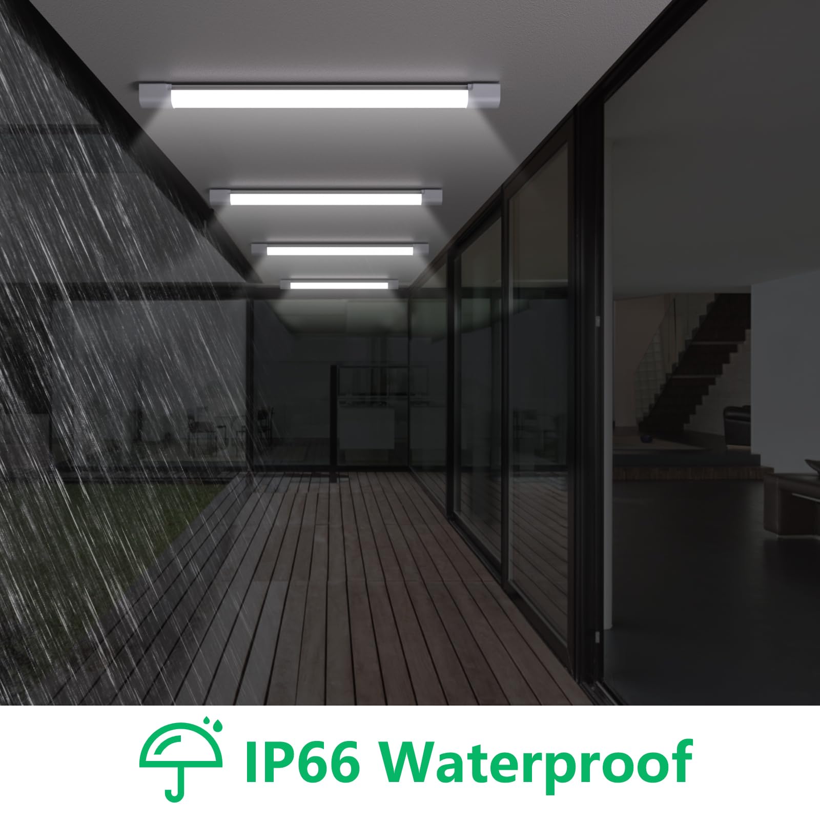 Modlicht LED Shop Light Fixture 2FT, 18W, 5000K, Linkable, White, Aluminum, Model MLQ0205, 2500 LM, IP66