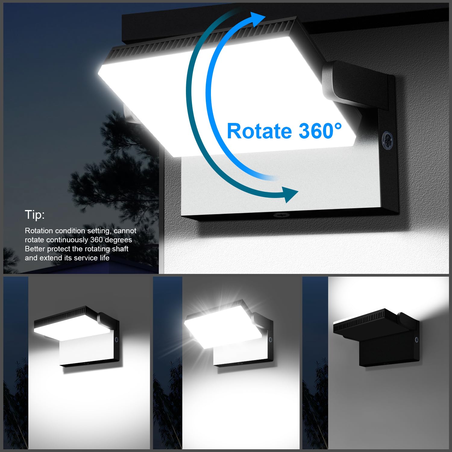 BIRITALO 120W LED Flood Light, 14200LM, 5000K Waterproof, Dusk to Dawn, 360° Rotatable, Black, Model 1380
