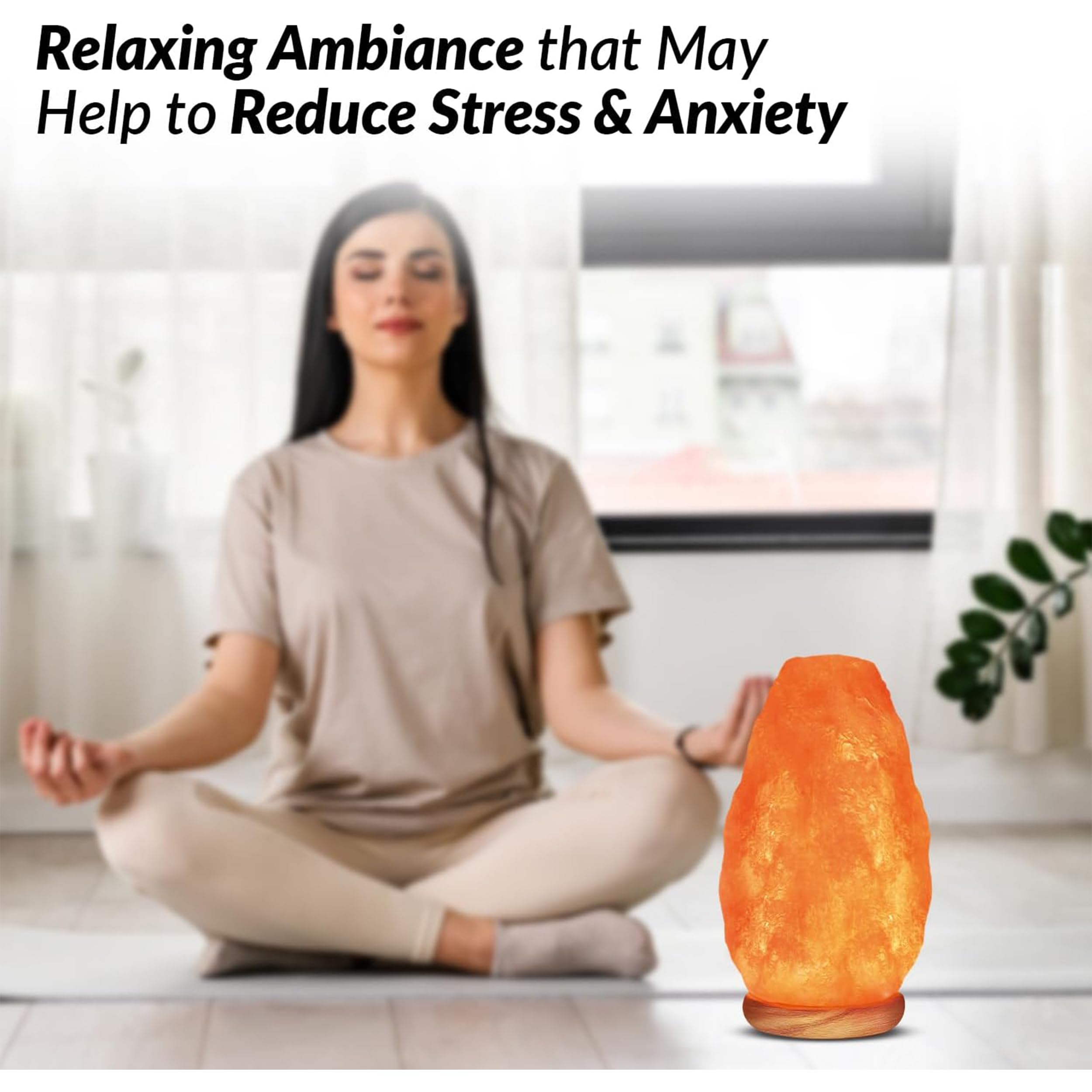 Himalayan Glow Salt Lamp - Dimmer Switch, 5 Lbs, Orange, Model 1001, Wooden Base