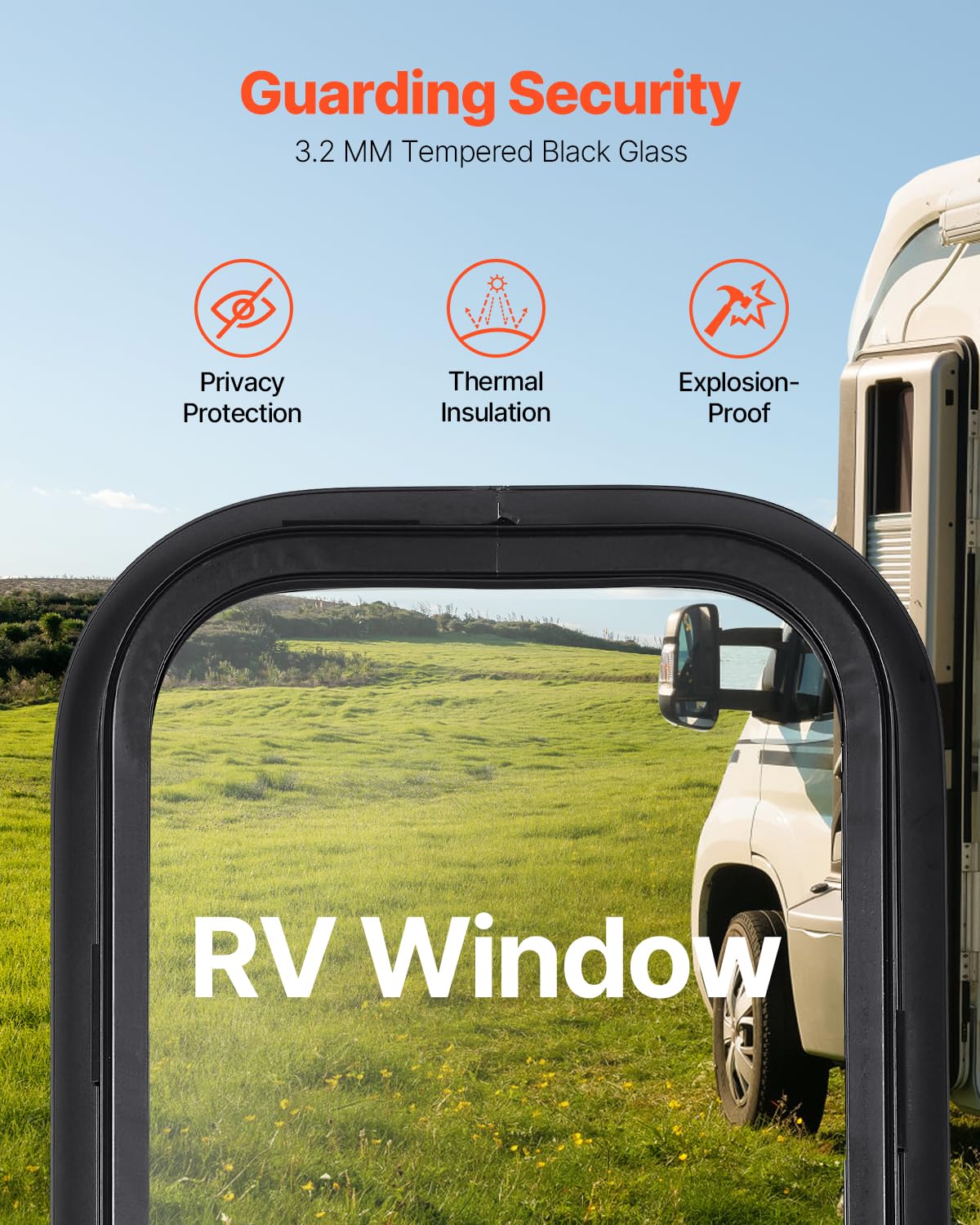 VEVOR Vertical RV Window, 12 W x 24 H Tinted Sliding RV Window with Net Screen & Trim Ring, Fit 15/16 - 1 3/4 Thickness Wall, RV