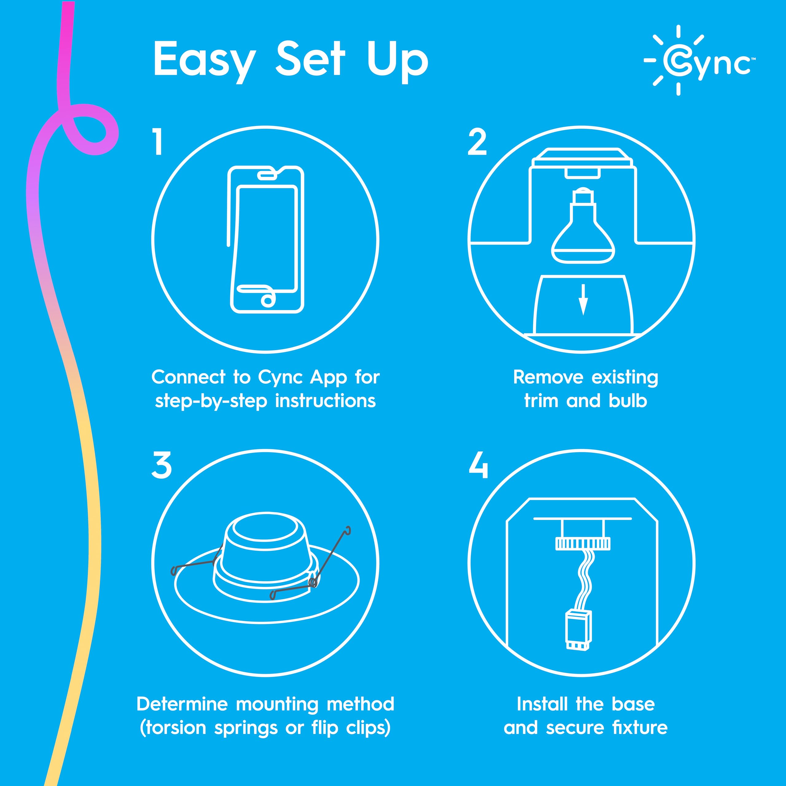 Ge Cync Reveal Hd+ Smart Led Recessed Downlight Fixture, Color Changing Led Light, Works With Alexa And Google Home, Matter Comp