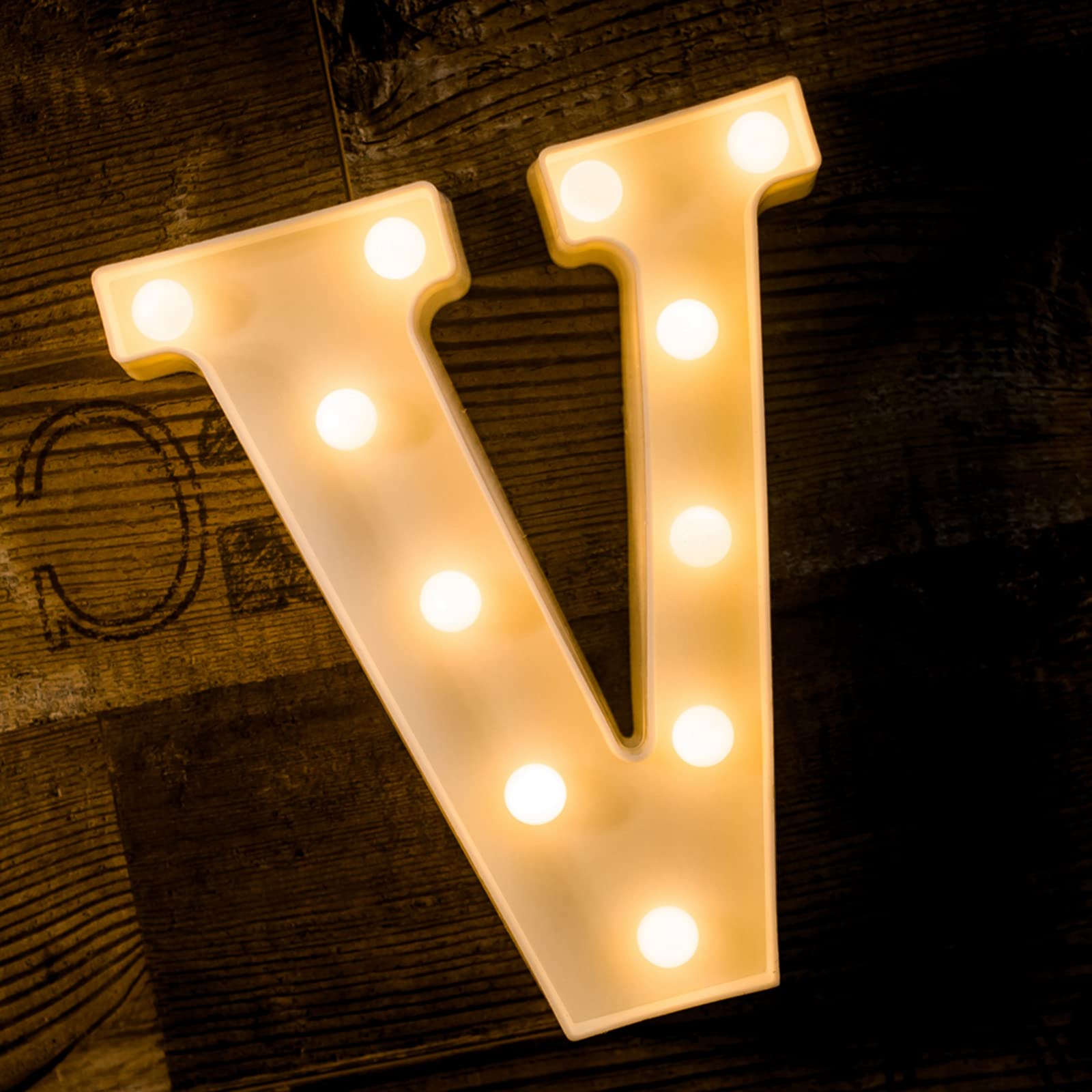 Foaky LED Letter Lights Sign for Wedding/Birthday Party, Battery Powered, Plastic, Color V