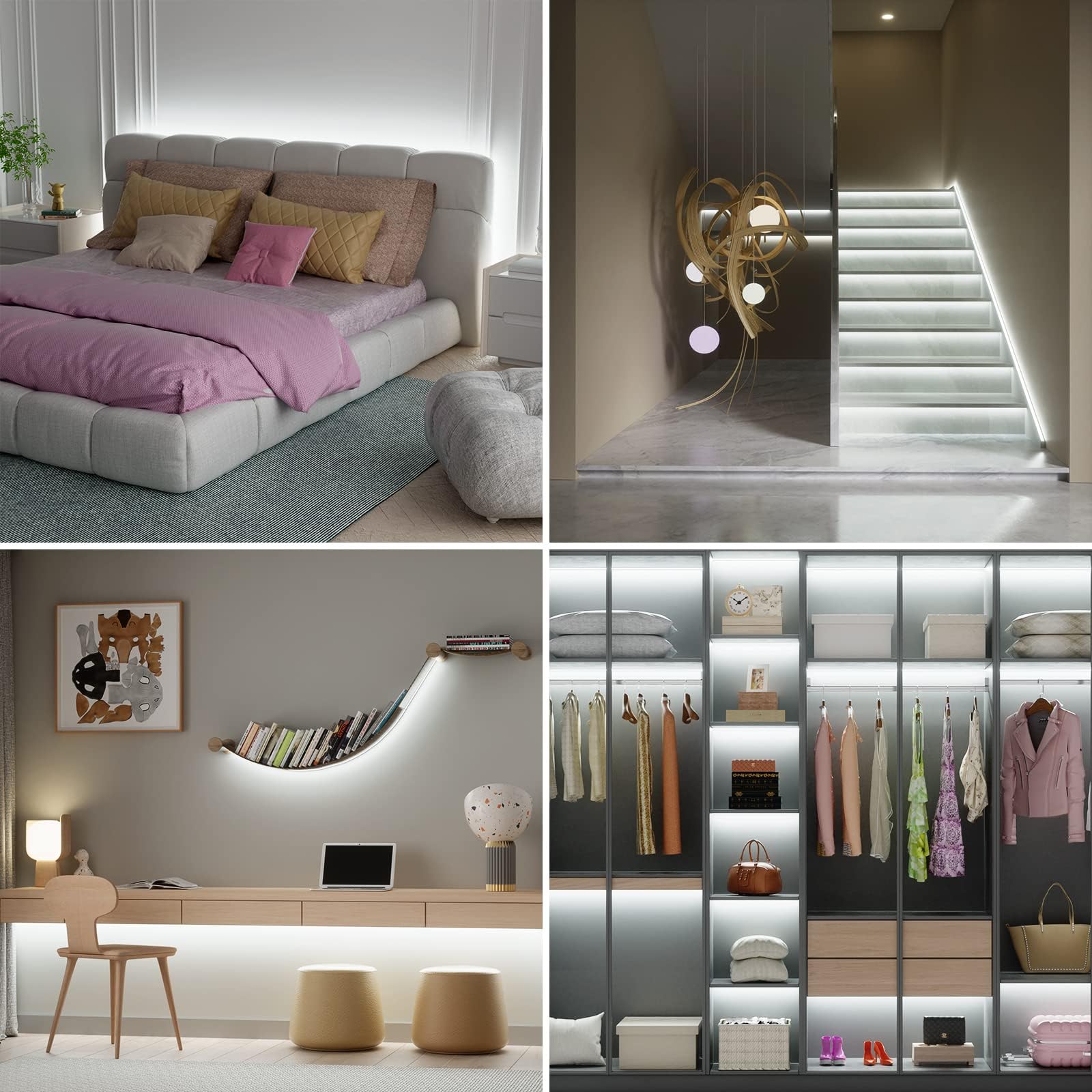 Pautix Cob Led Strip Lights White 5000K, 24Ft/7.5M Super Bright Cri90+ Flexible Led Tape,Dc24V For Cabinet Home Diy Lighting Projects With 1Pcs Solderless Extension Wire(Power Supply Not Included)