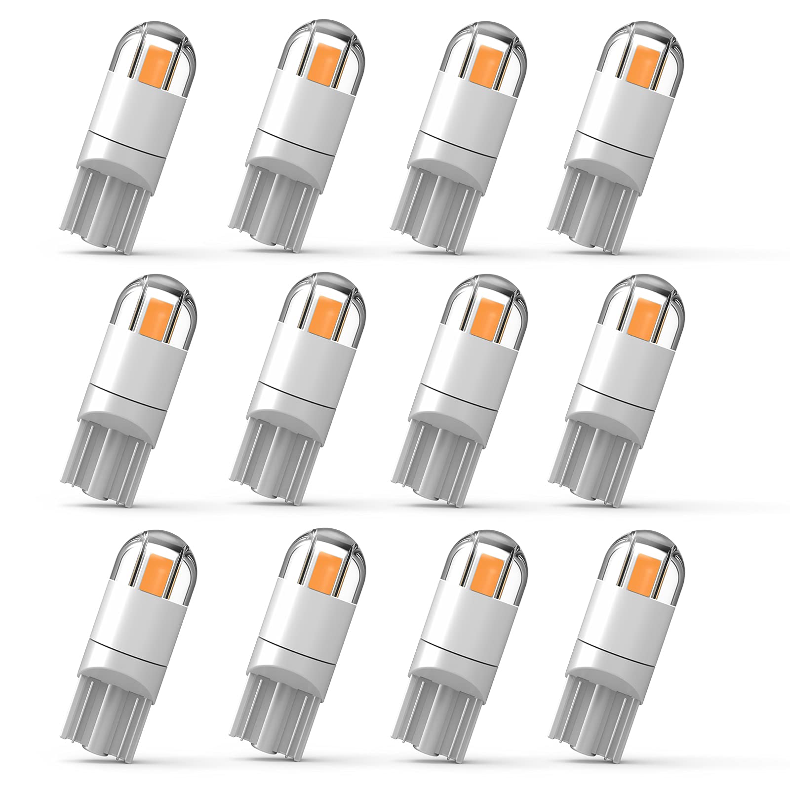 WEIMELTOY 194 LED Car Bulb Amber Yellow 3030 Chipset T10 194 168 W5W 12V License Plate Light 12pcs/pack