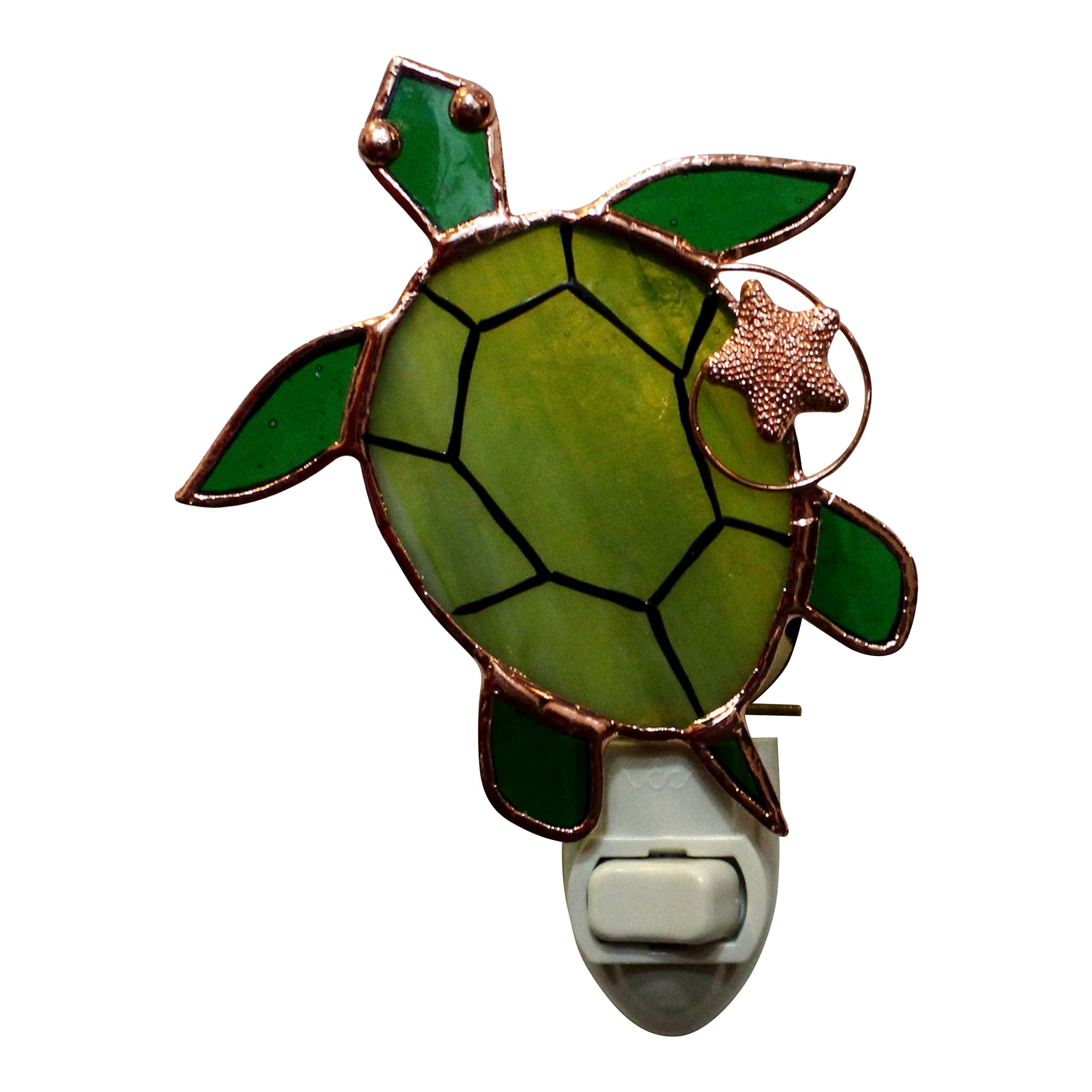 Gift Essentials Sea Turtle Plug in Night Light - Stained Glass Nightlight with On/Off Rocker Switch - Includes One 4 Watt Replac