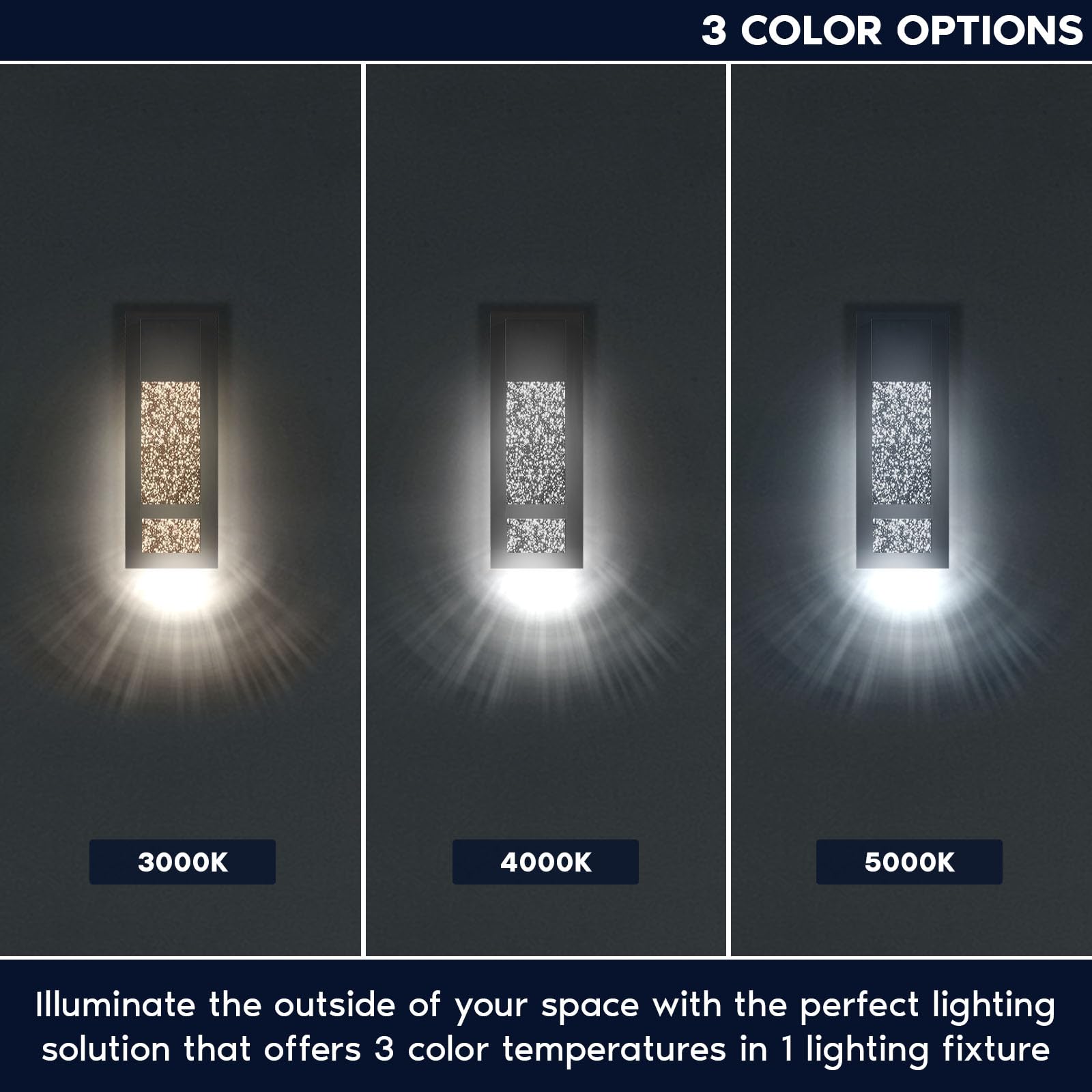 LUXRITE Modern LED Outdoor Wall Light, Seeded Bubble Glass, 12W, IP65 Waterproof, 14 Inch, Black, 2 Pack