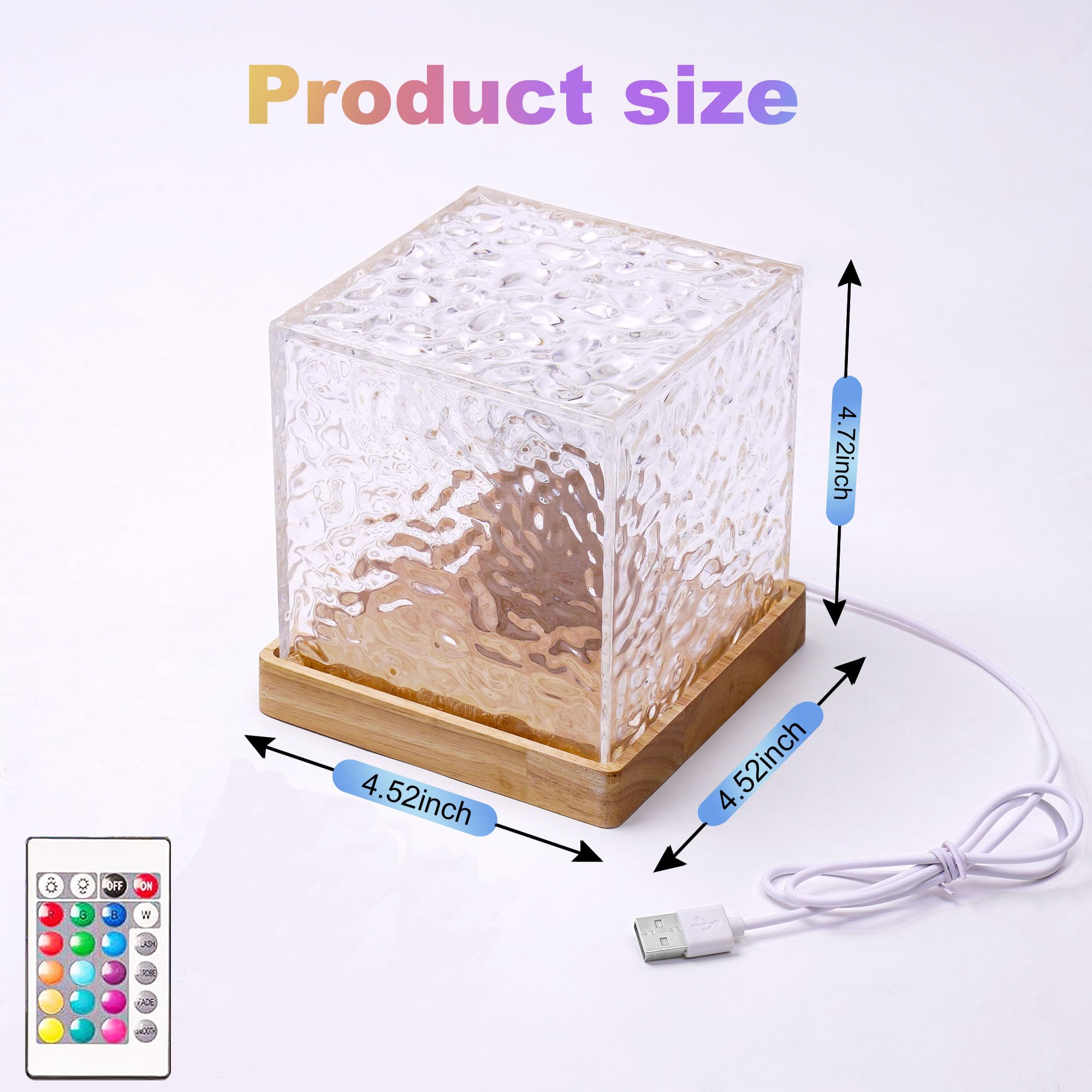 RICHMYC Ocean Wave Projector Light, 16 Colors, Remote Control, Acrylic, Model EVR01, Wood Color