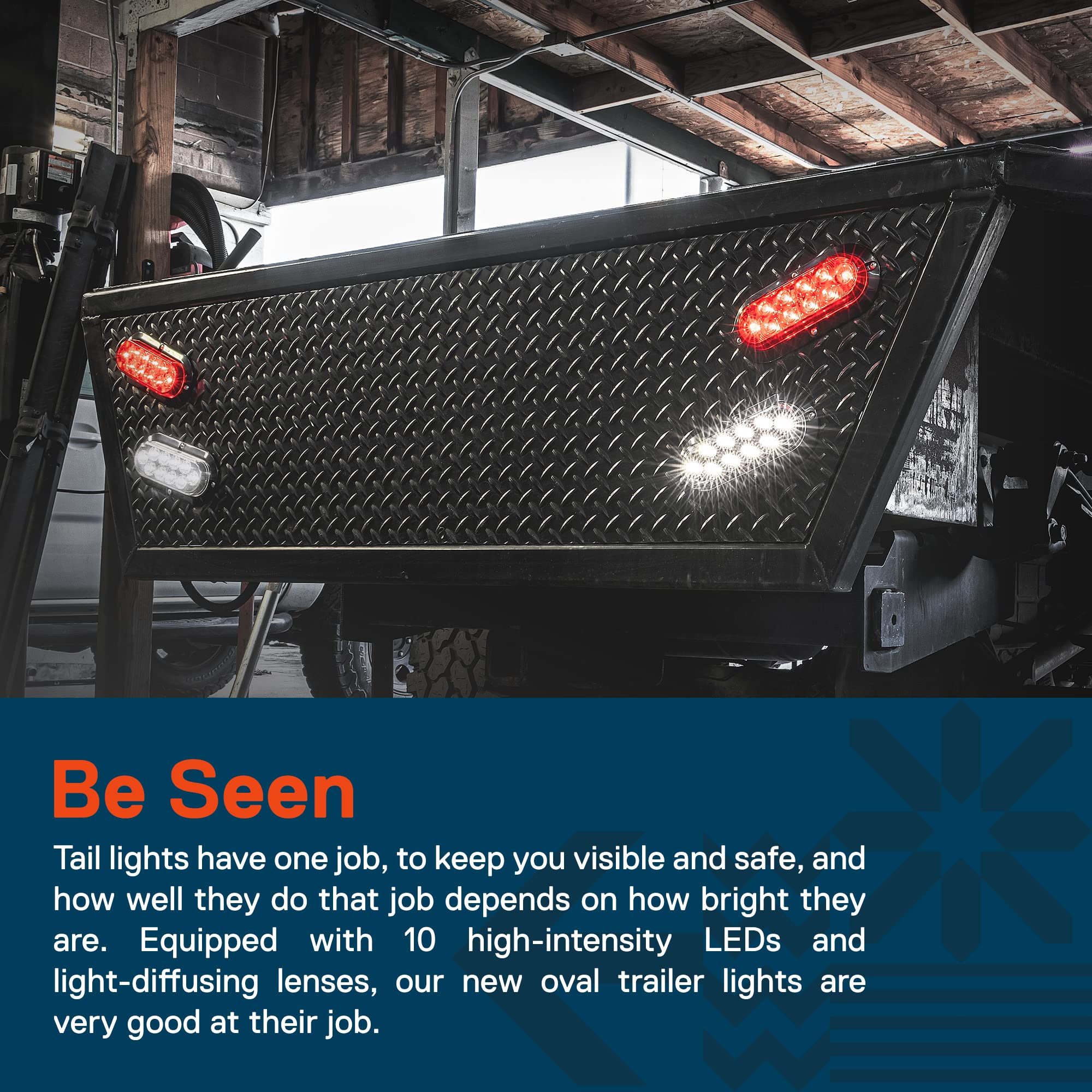 4Pc 6 Inch White Oval Led Reverse Trailer Tail Light Kit Dot Fmvss 108] Sae (2) R] Surface-Mount] Ip67 Waterproof] Reverse Back-