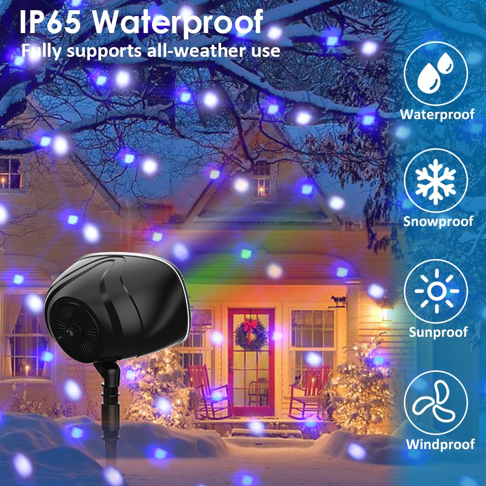 Syslux Christmas Projector Lights - Rgbw Snowfall Projector With Remote Control For House, Yard, Garden, Halloween & Christmas D