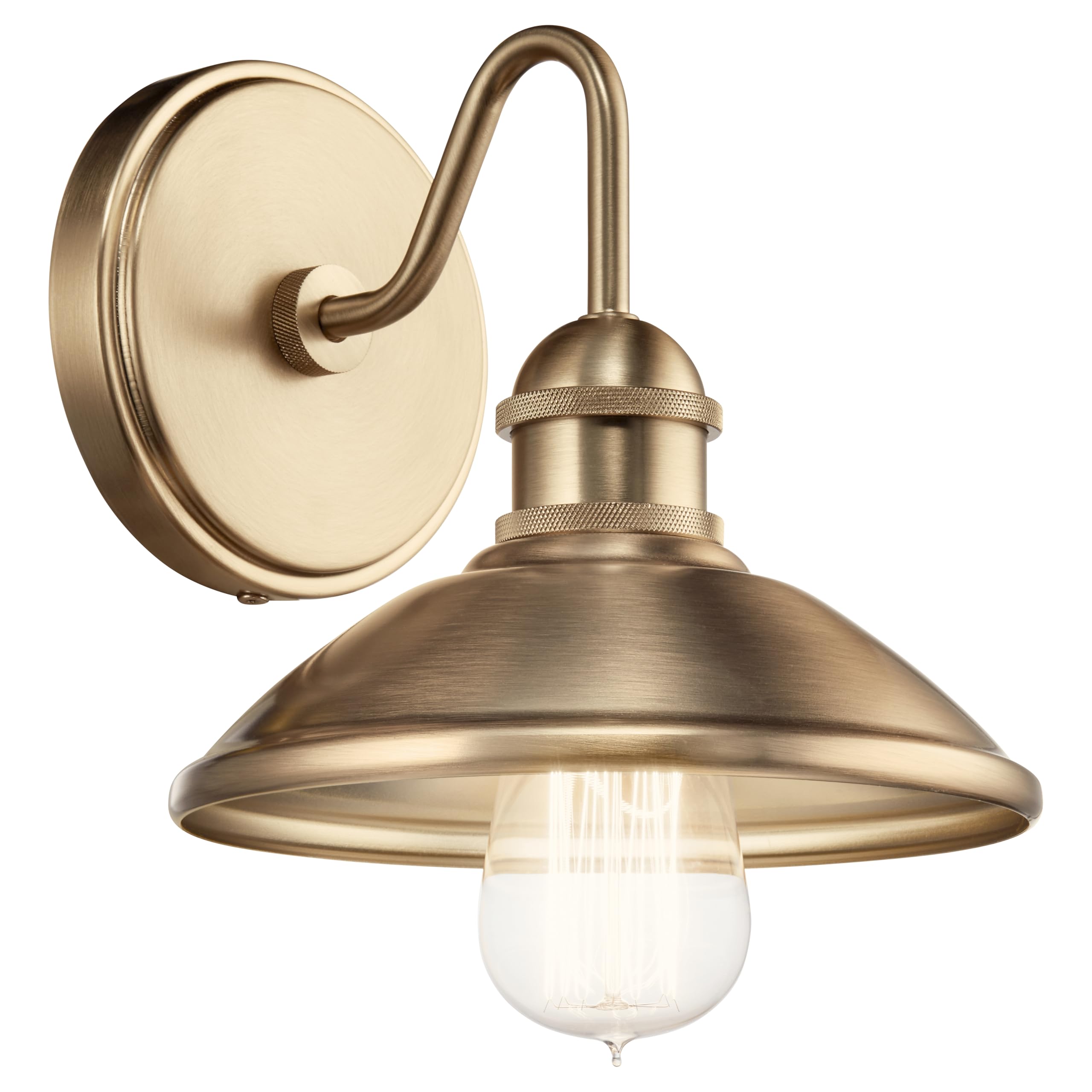 Kichler Clyde Bathroom Vanity Light, 1 Light, 7.25inH x 7.5inW x 8.25in Ext., Champagne Bronze, Model 45943CPZ