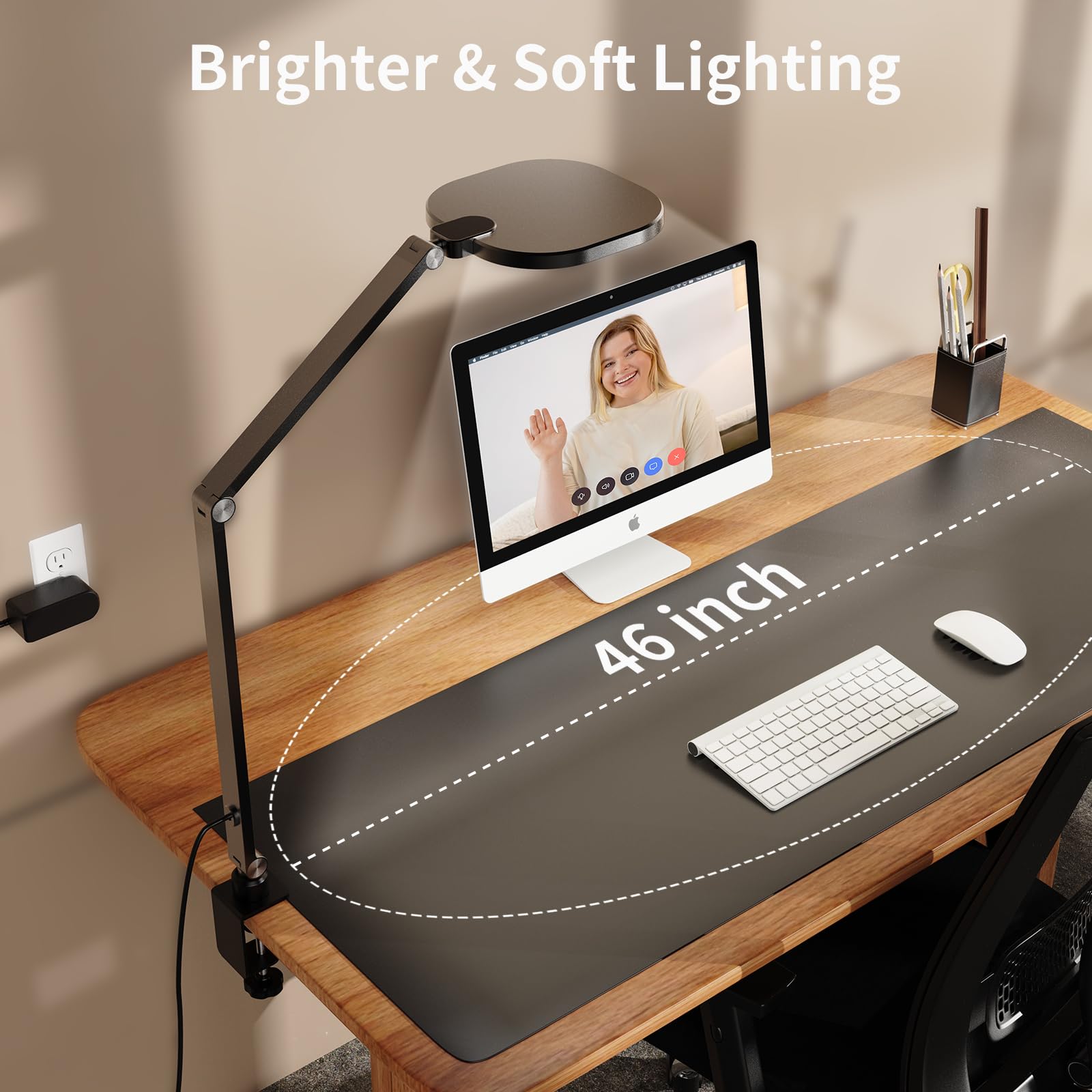 2Pack Video Conference Lighting, Zoom Lighting For Computer With Clamp, 30 Light Modes, Eye Caring Swing Arm Desk Light With Mem
