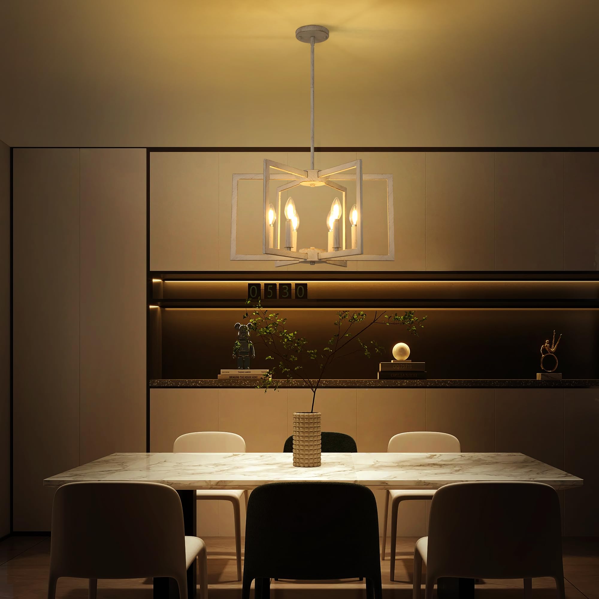 Klgxnrd 6-Light Modern Farmhouse Antique White Chandelier Light Fixture, French Country Chandeliers For Dining Room, Vintage Met