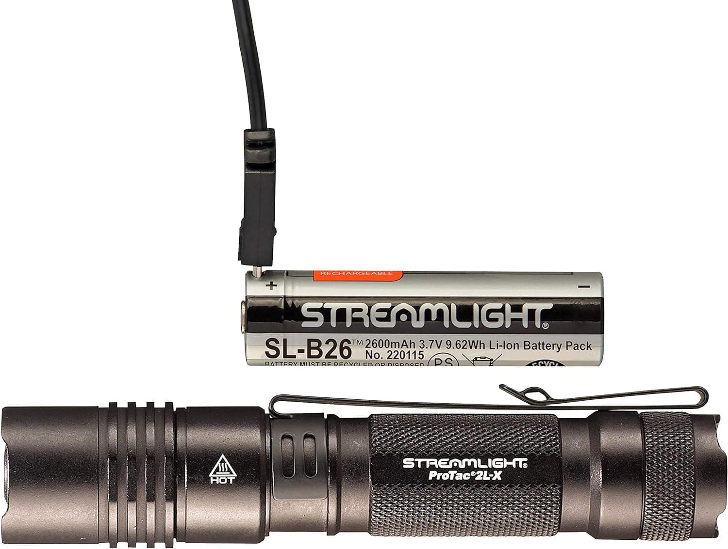 Streamlight 88083 Protac 2L-X Usb 500-Lumen Multi-Fuel Edc High Performance Tactical Flashlight, Includes Rechargeable Usb Battery, Usb Cable, Holster, Clip, Black, Box