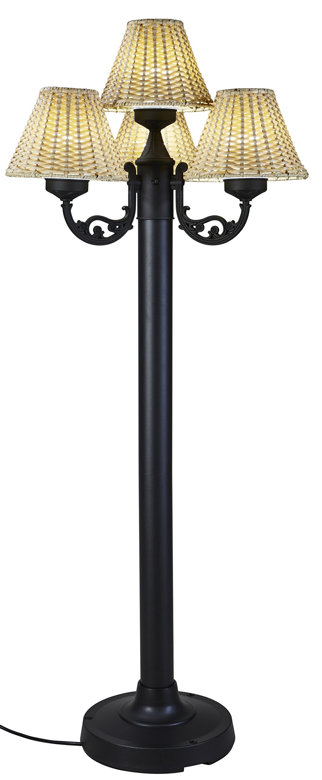 Patio Living Concepts 19450 63 Body Versailles Outdoor Floor Wicker Shade Lamp, Black/Stone