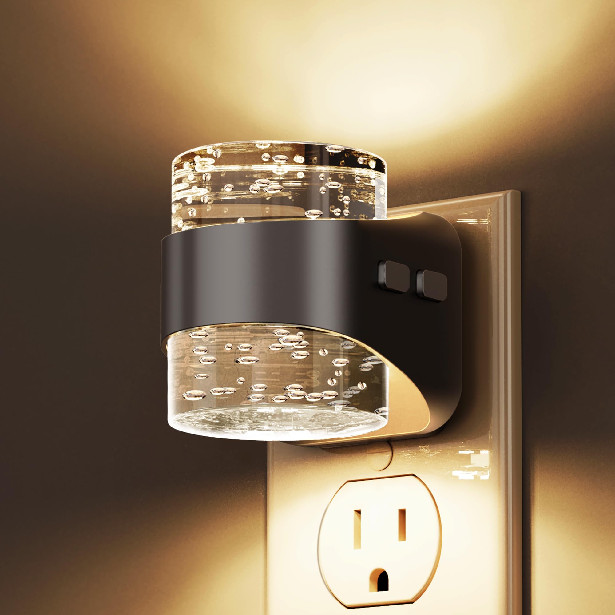 L LOHAS LED Night Light  3000K Bubble Night Lights Plug into Wall  Acrylic Night Lights with Dusk-to-Dawn Sensor  Adjustable Brightness Soft White Plug in Nightlights for Rooms Bathroom Hallway