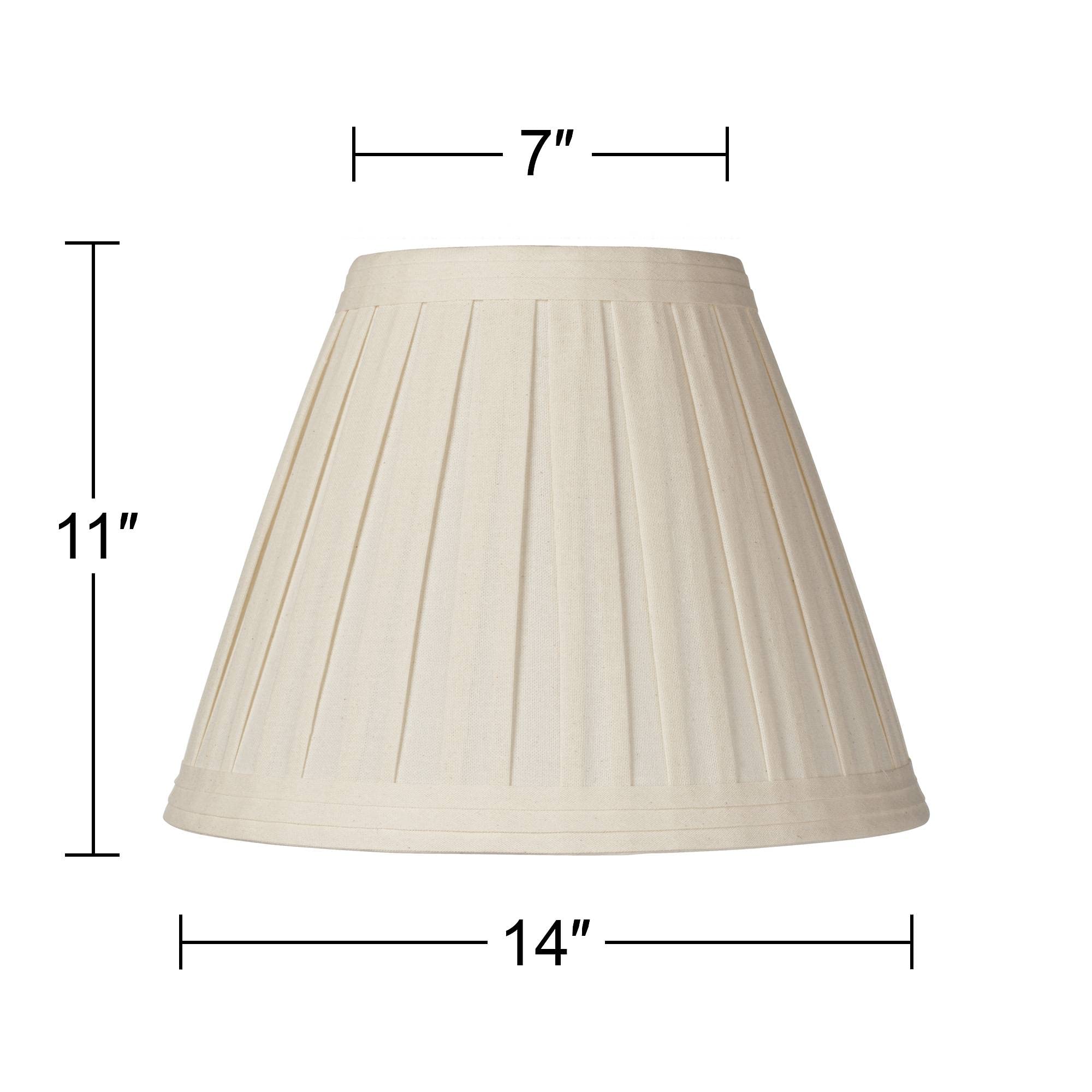 Set Of 2 Creme Linen Box Pleated Medium Drum Lamp Shades 7&quot; Top X 14&quot; Bottom X 11&quot; High (Spider) Replacement With Harp And Finial - Springcrest