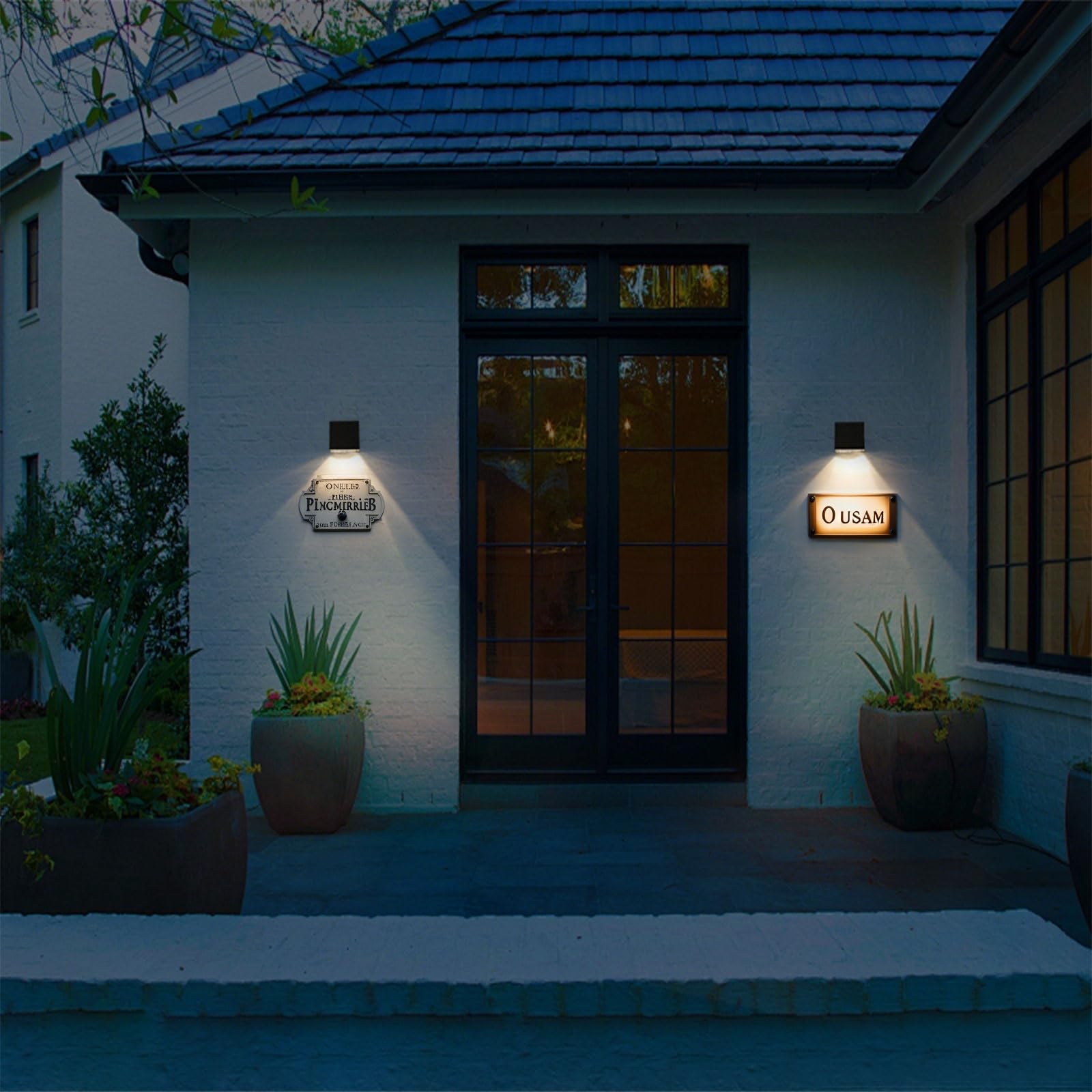 Solar Wall Lights Outdoor Waterproof Dusk To Dawn Solar Fence Light Ip65 Led Square Modern With Warm White & Rgb Modes Lighting For Yard  Patio  Deck  House Numbers 4 Pack