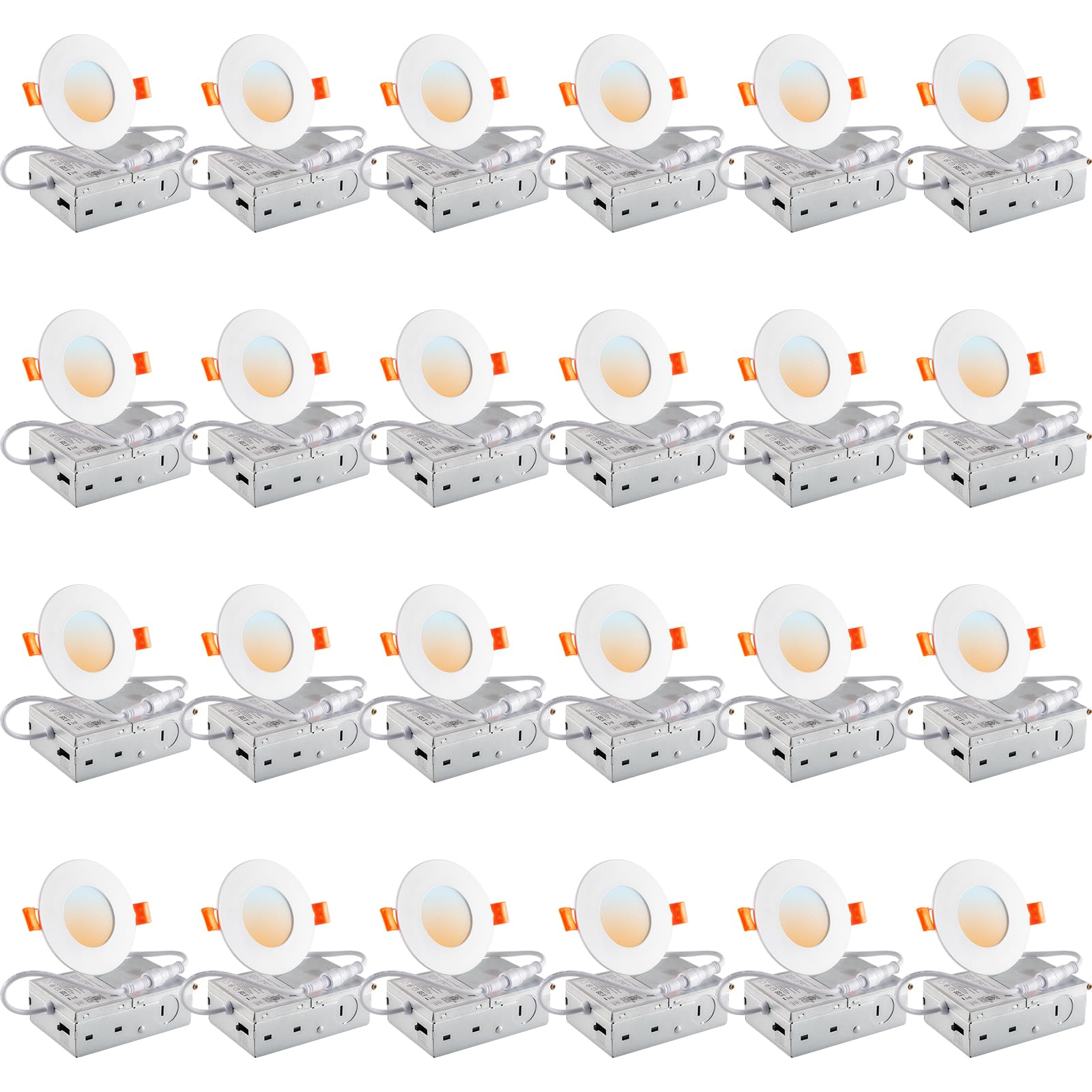 Dllt Led Recessed Ceiling Light: 24 Pack 3 Inch Slim Recessed Lighting For Kitchen - 5Cct Dimmable Canless Wafer Downlight For Living Room - 1200Lm Brightness 12W Led Can Lights For Bedroom Etl Fcc