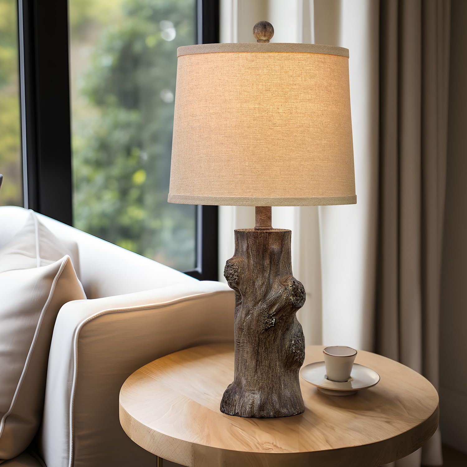 OYEARS 23" Resin Table Lamps Set of 2, Brown-4, Vintage Rustic Design for Living Room and Bedroom, Model AMZ-T1152GR