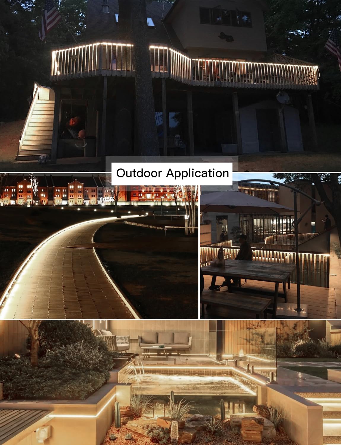 Aimengte Waterproof Outdoor Led Strip Lights, 32.8Ft, 1200 Leds, Daylight, Ac 110V