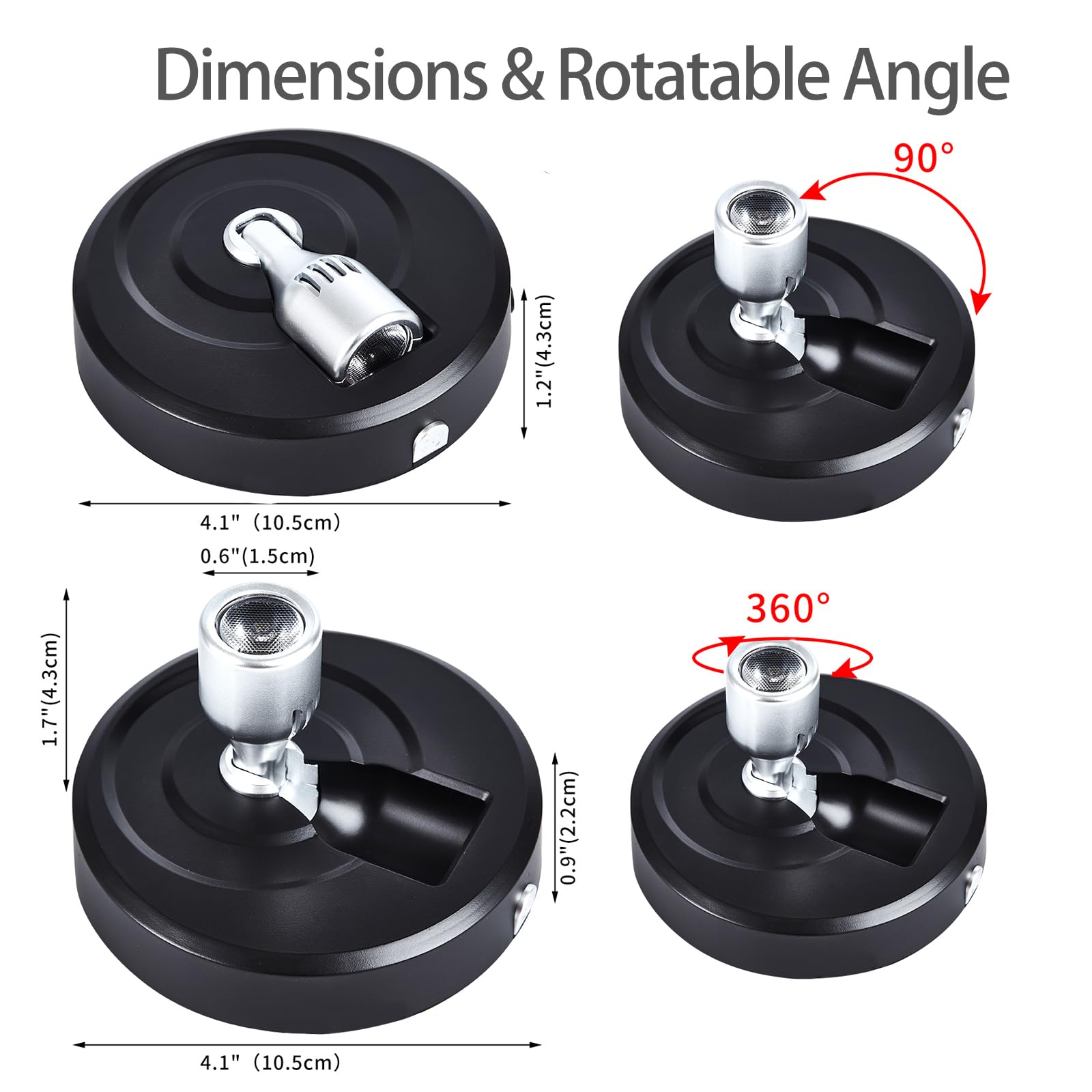 HOFUY Wireless LED Rechargeable Spotlight, Dimmable Indoor Puck Light, USB-XSpot-HY, Rechargeable Black-S